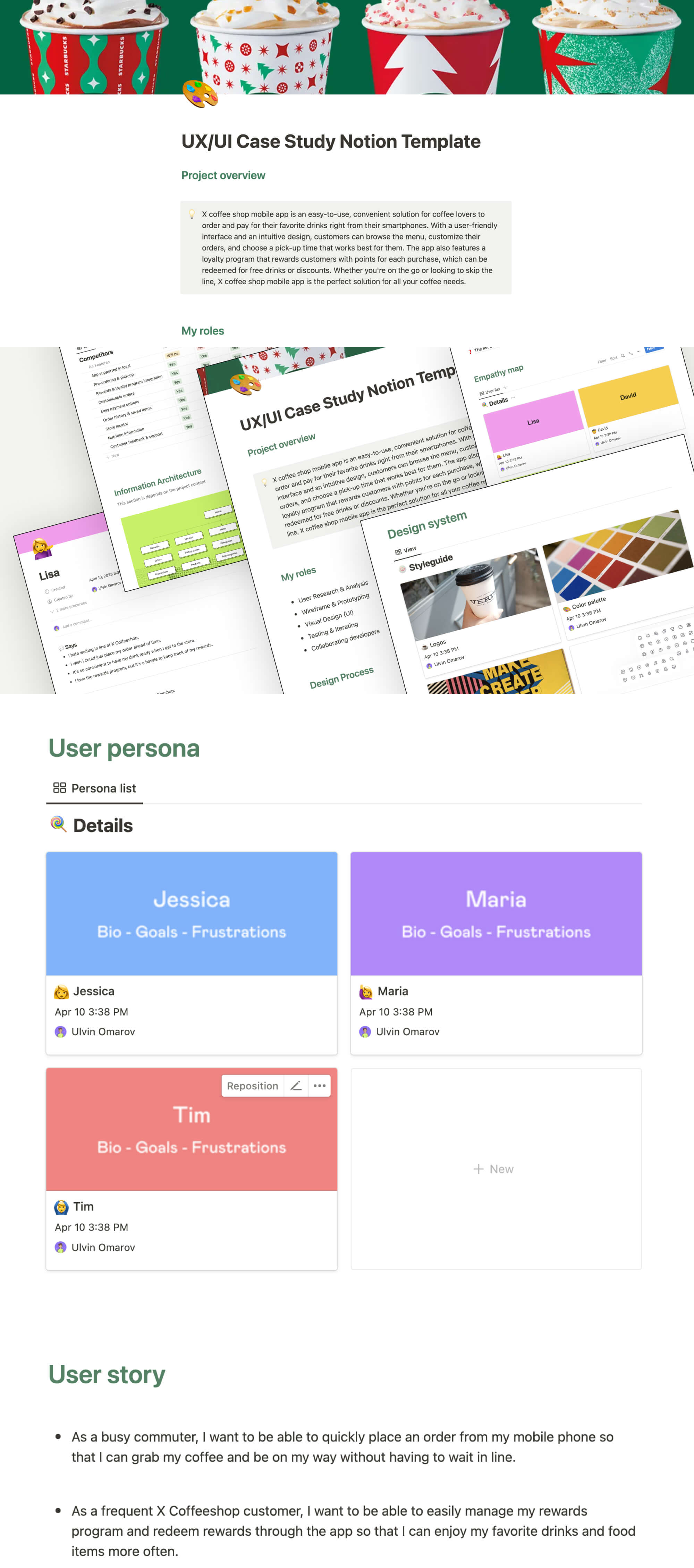 UX/UI Case Study Notion Template presentation image