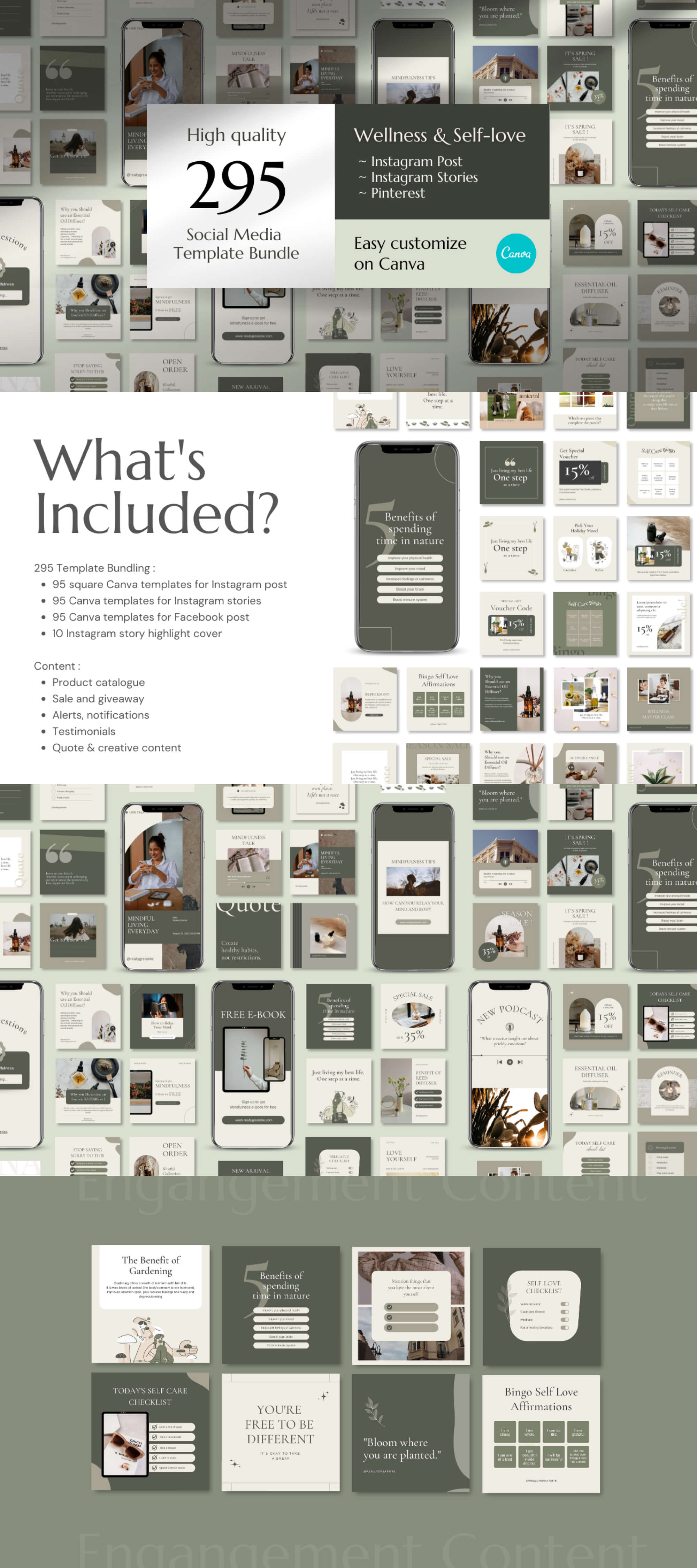 Wellness & Self Love - Canva Social Media Template Bundle presentation image