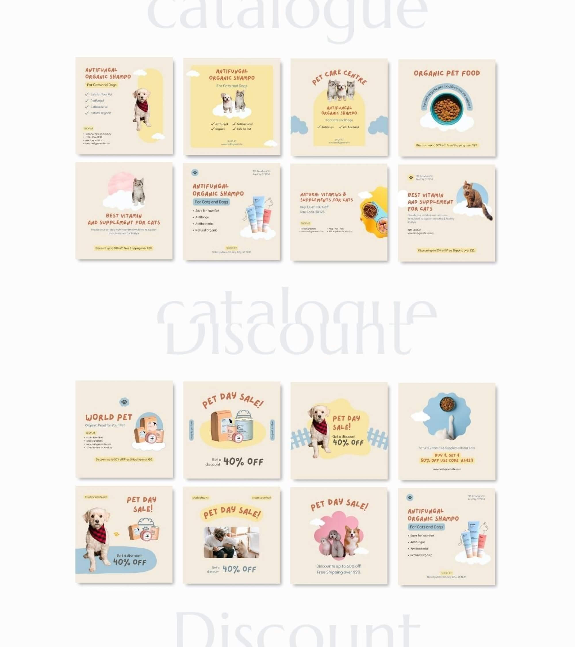 Pet Care - 300 Canva Social Media Template Bundle presentation image