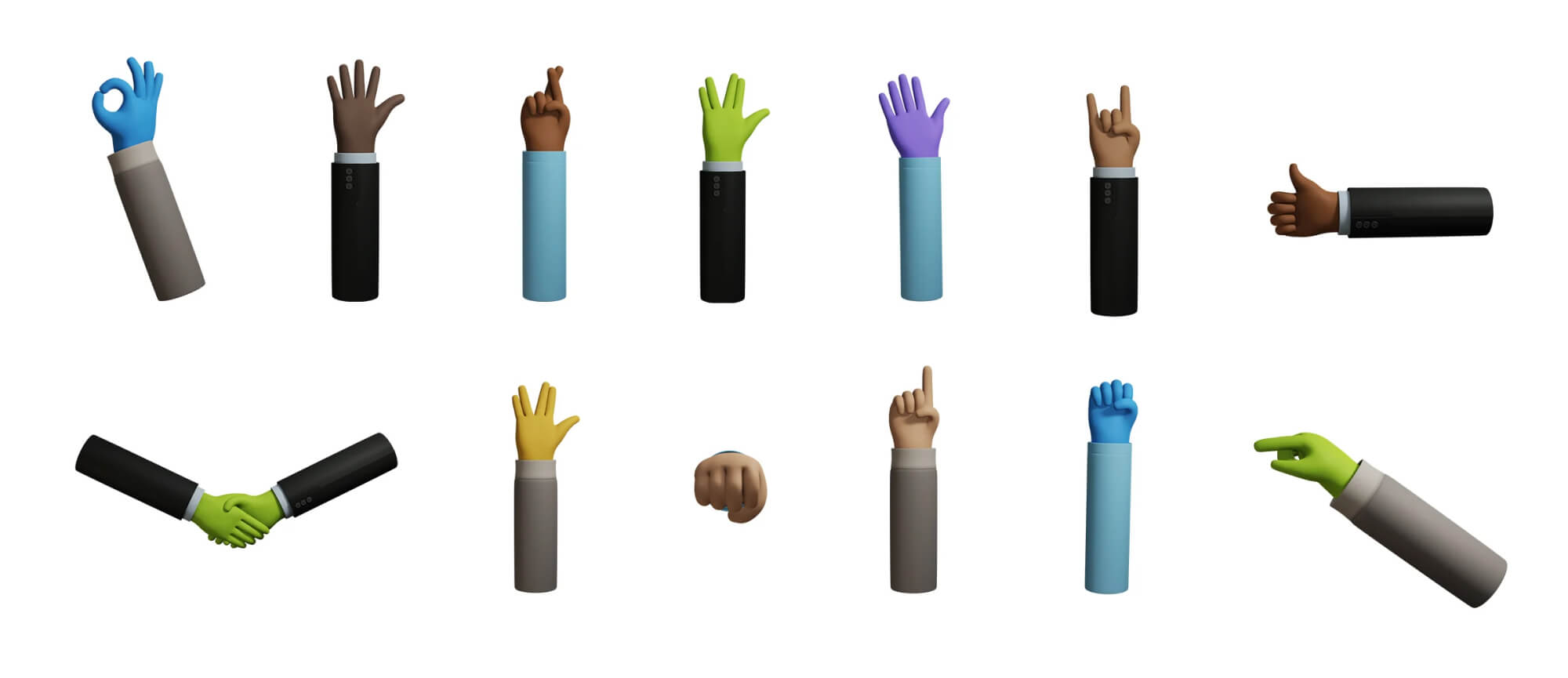 Handz - A 3D illustration library by ThreeDee presentation image