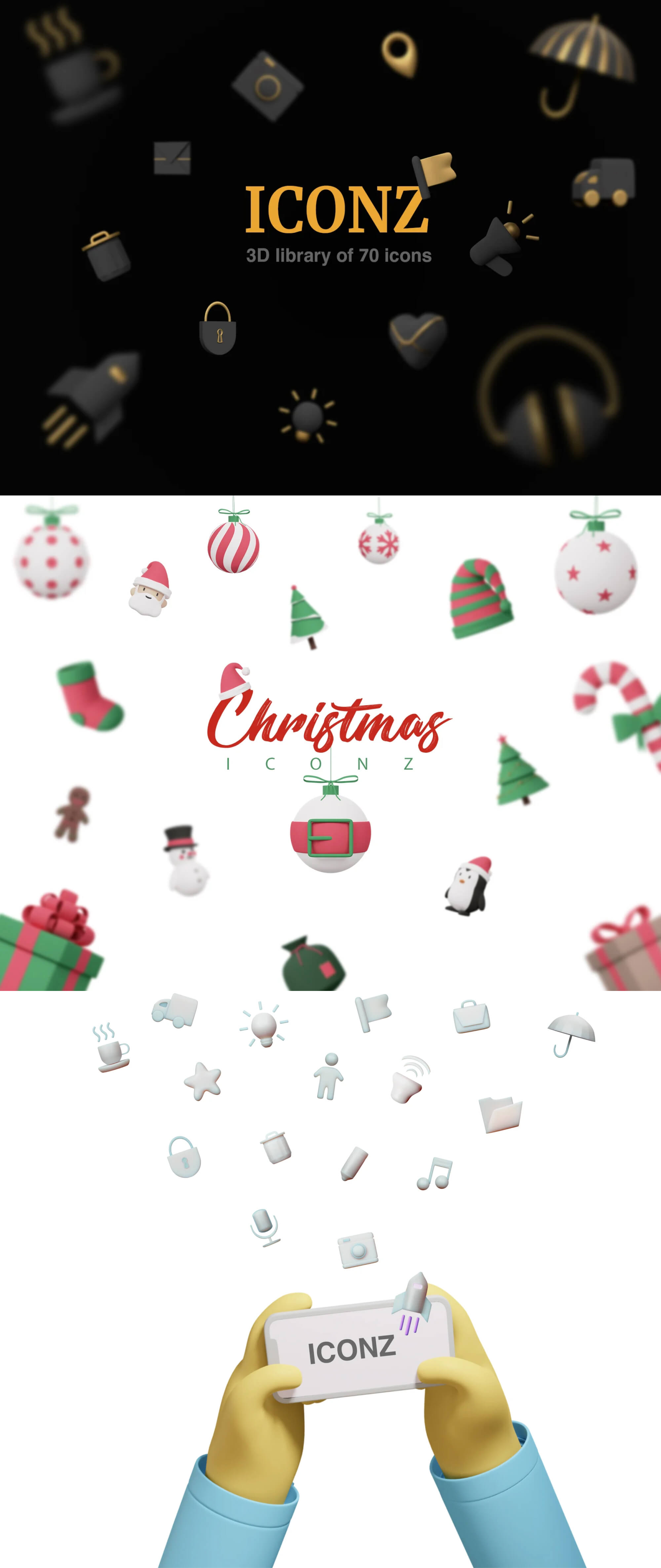 ICONZ - 3D library of 85 icons by ThreeDee presentation image