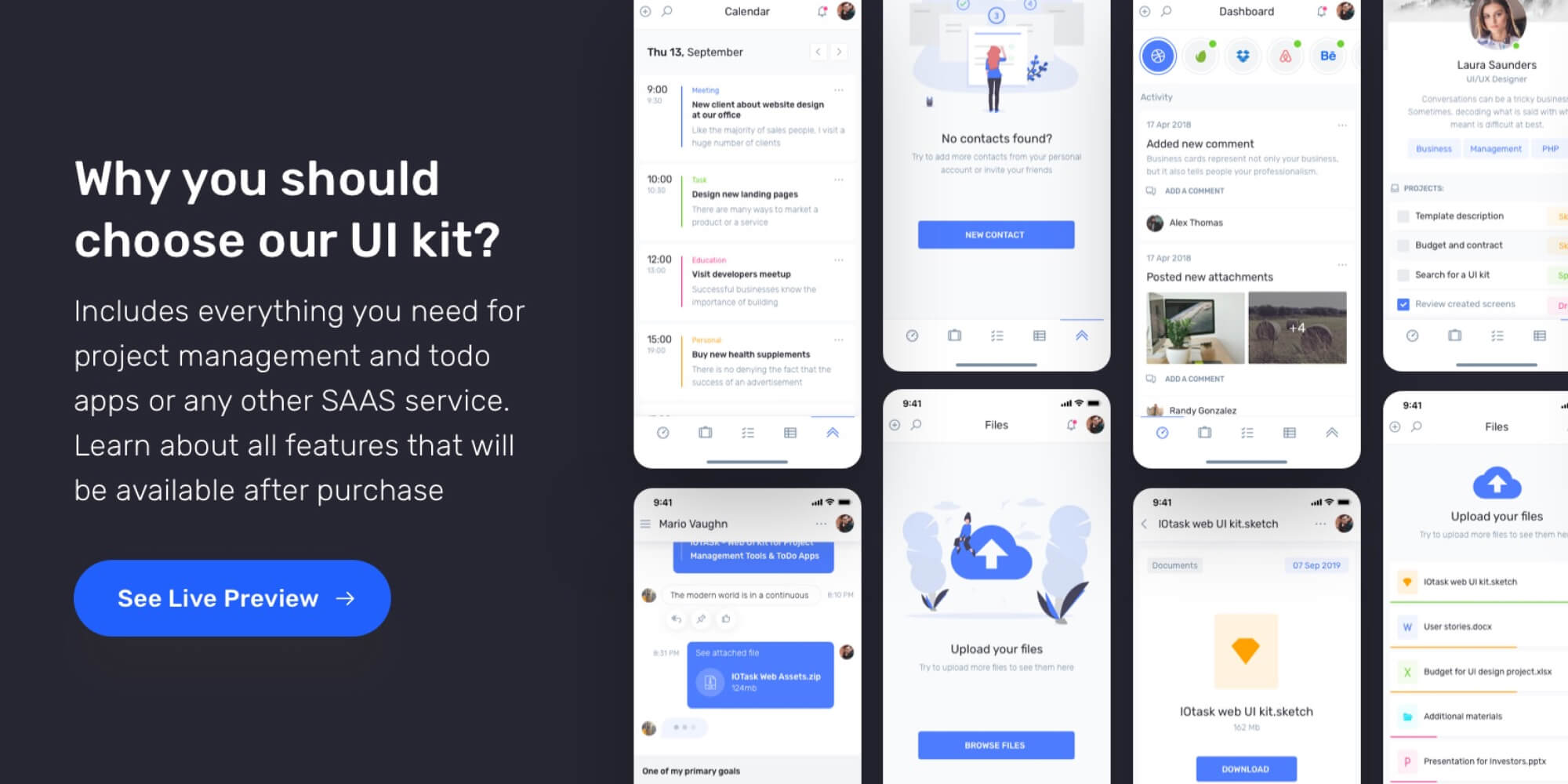 IOTask Mobile - UI Kit for Todo & Project Management Apps presentation image