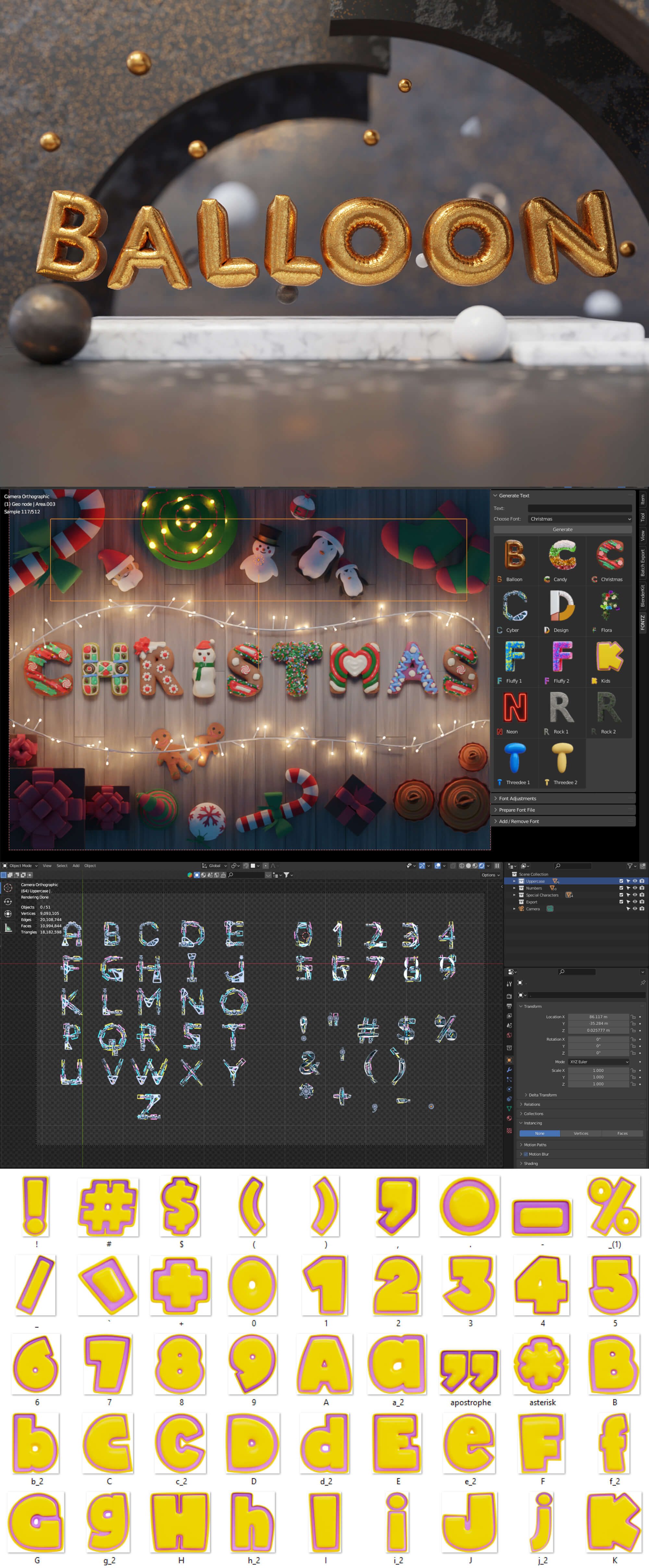 FONTZ Premium - Various 3D fonts presentation image