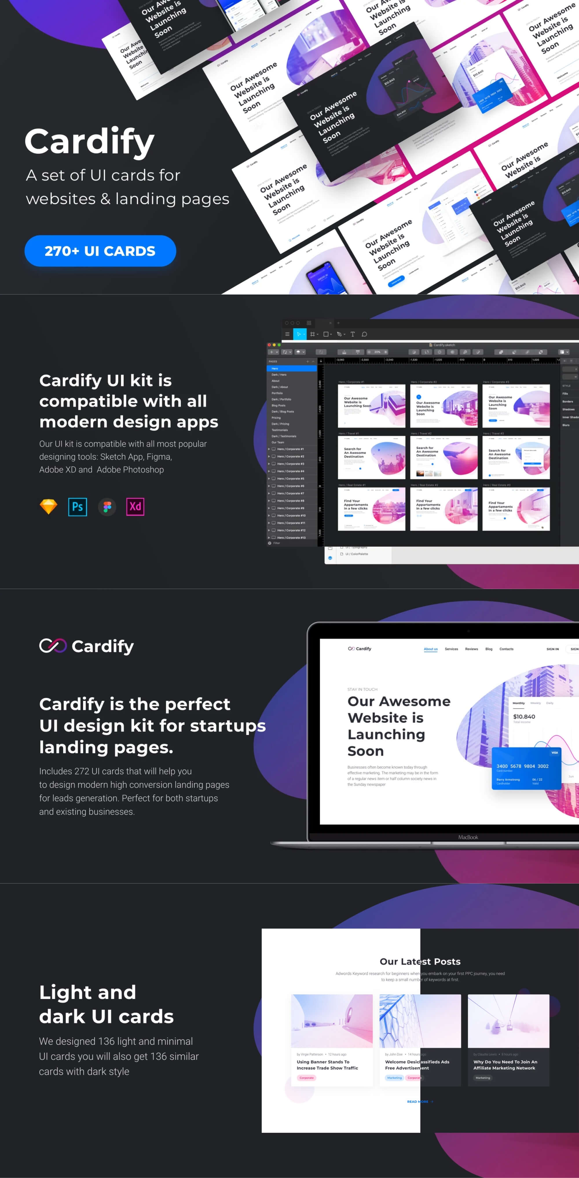 Cardify - Startup UI Kit for Landing Pages presentation image
