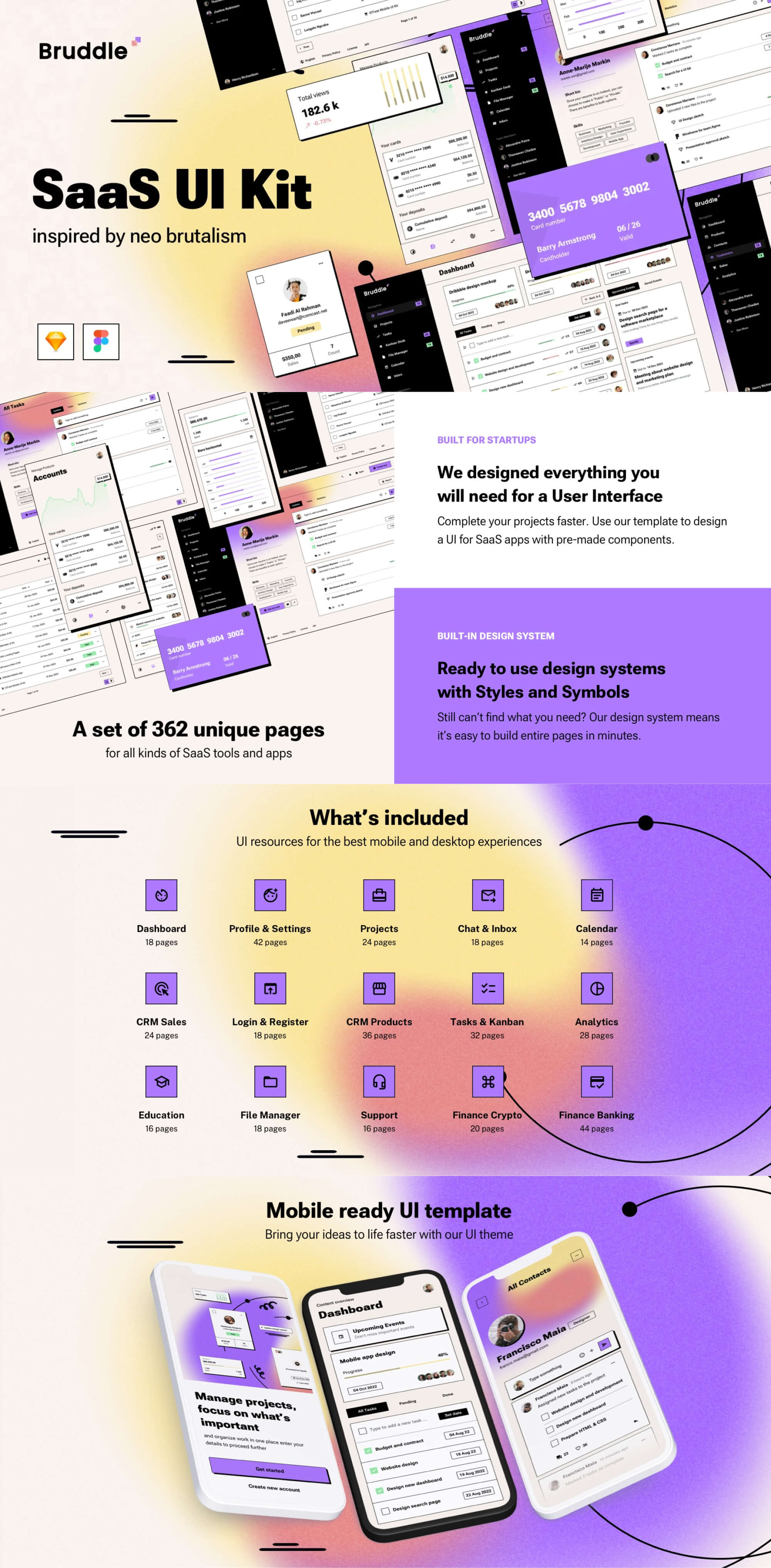 Bruddle - Multipurpose Neo brutalism UI Kit presentation image