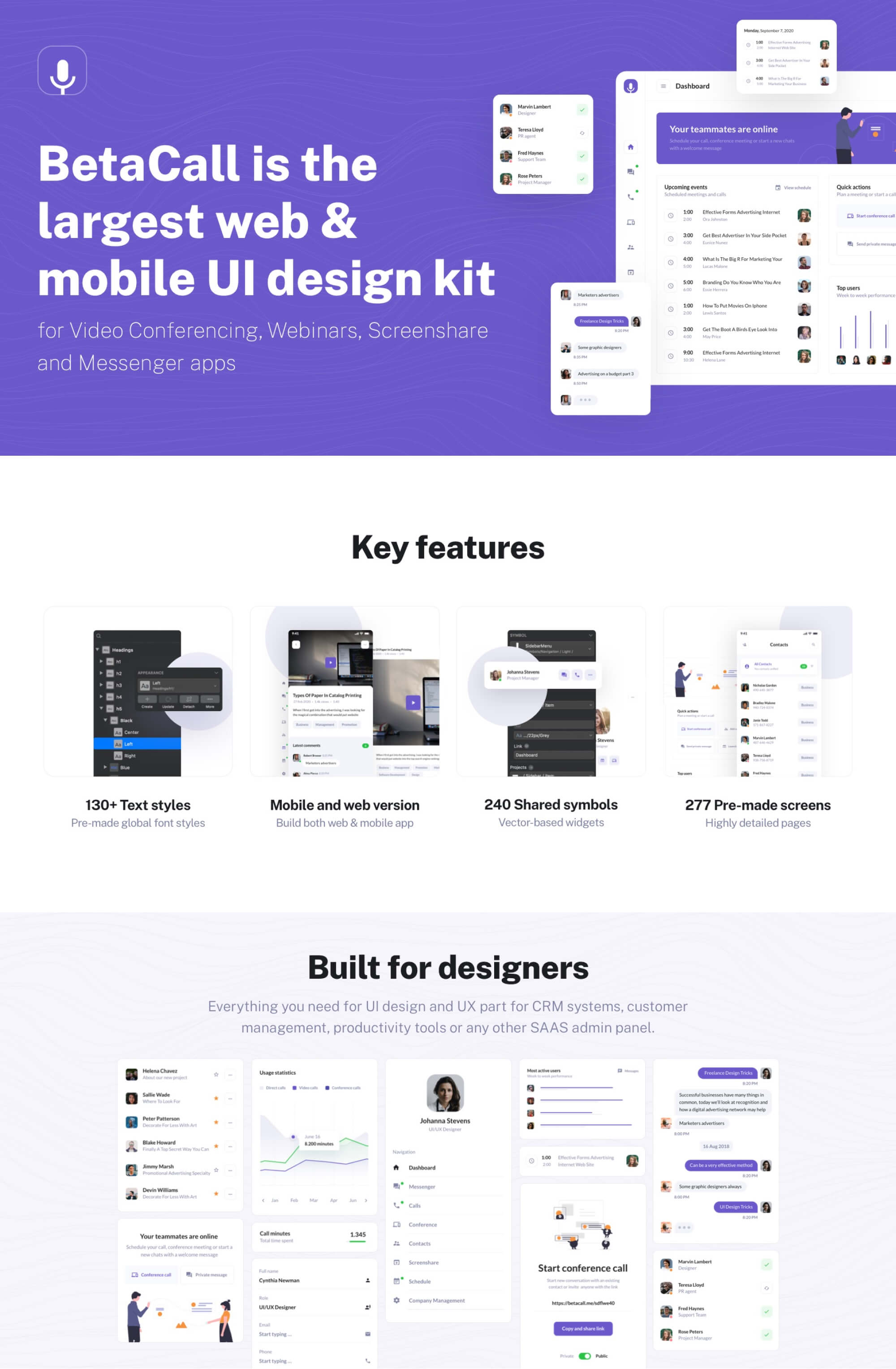 BetaCall - UI Kit for Video Conferencing, Screen Sharing and Messenger apps presentation image