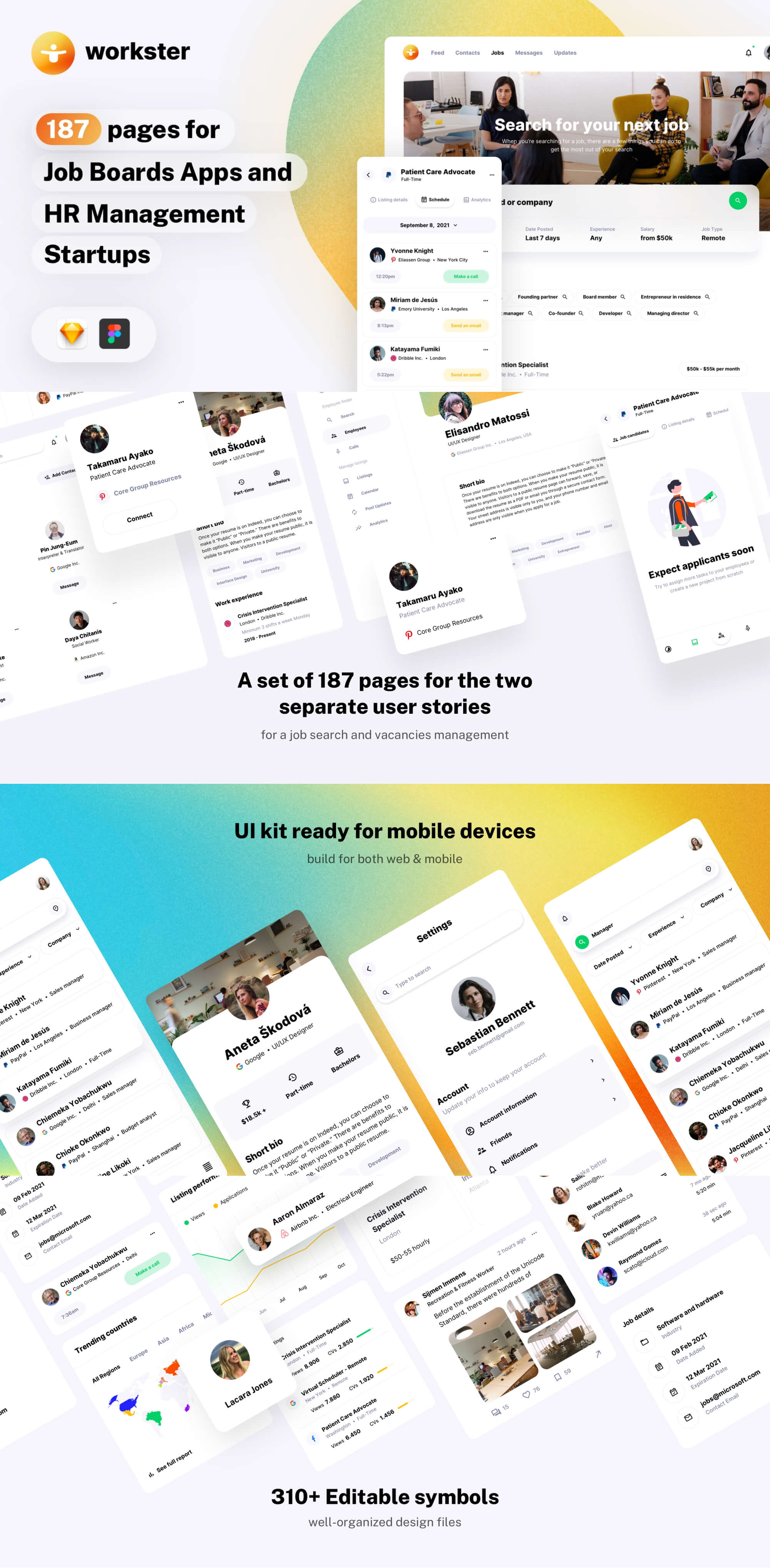 Workster - UI kit for Job Boards and HR tools presentation image