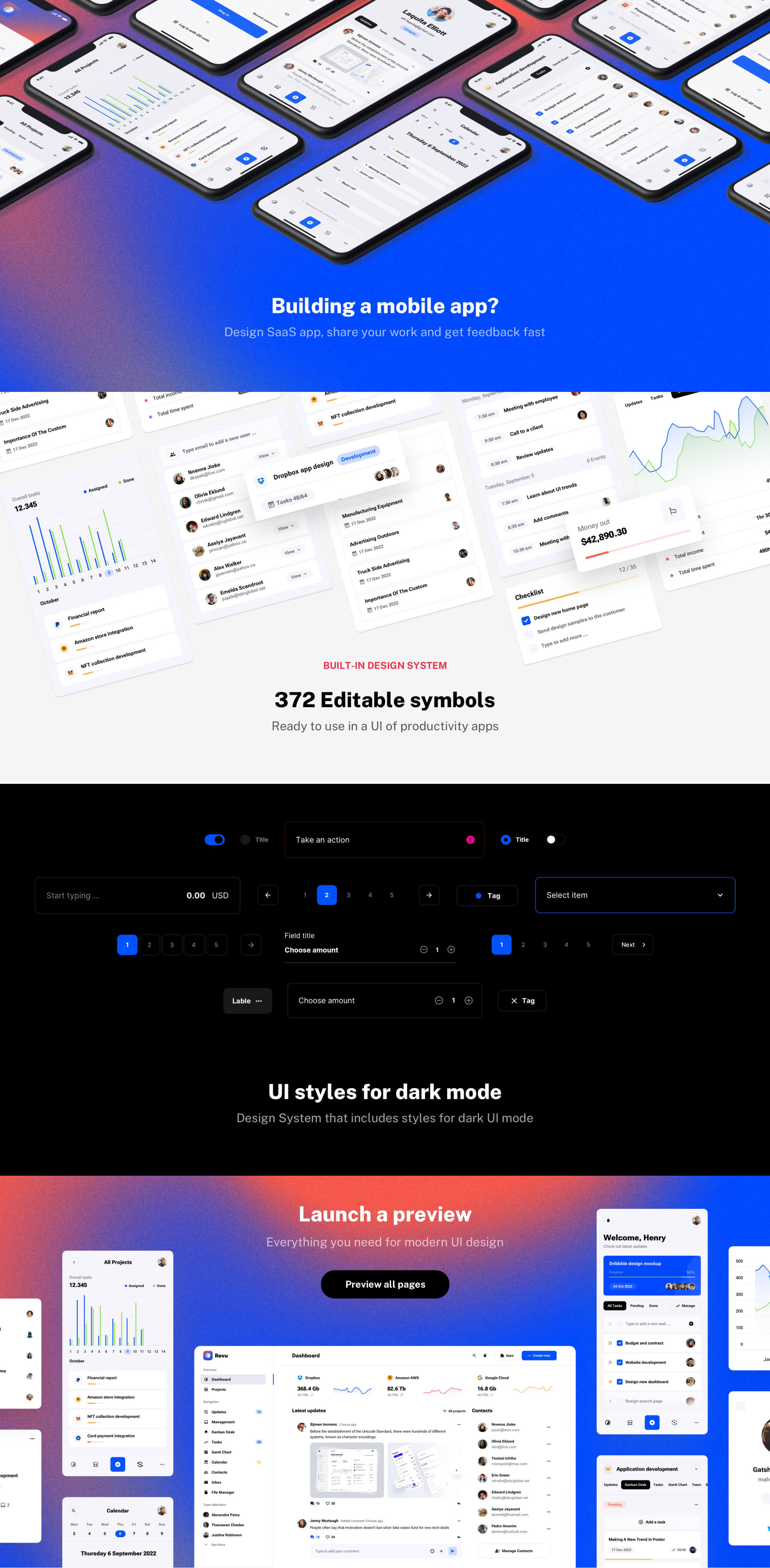 Revu - Multipurpose UI kit for SaaS Startups presentation image