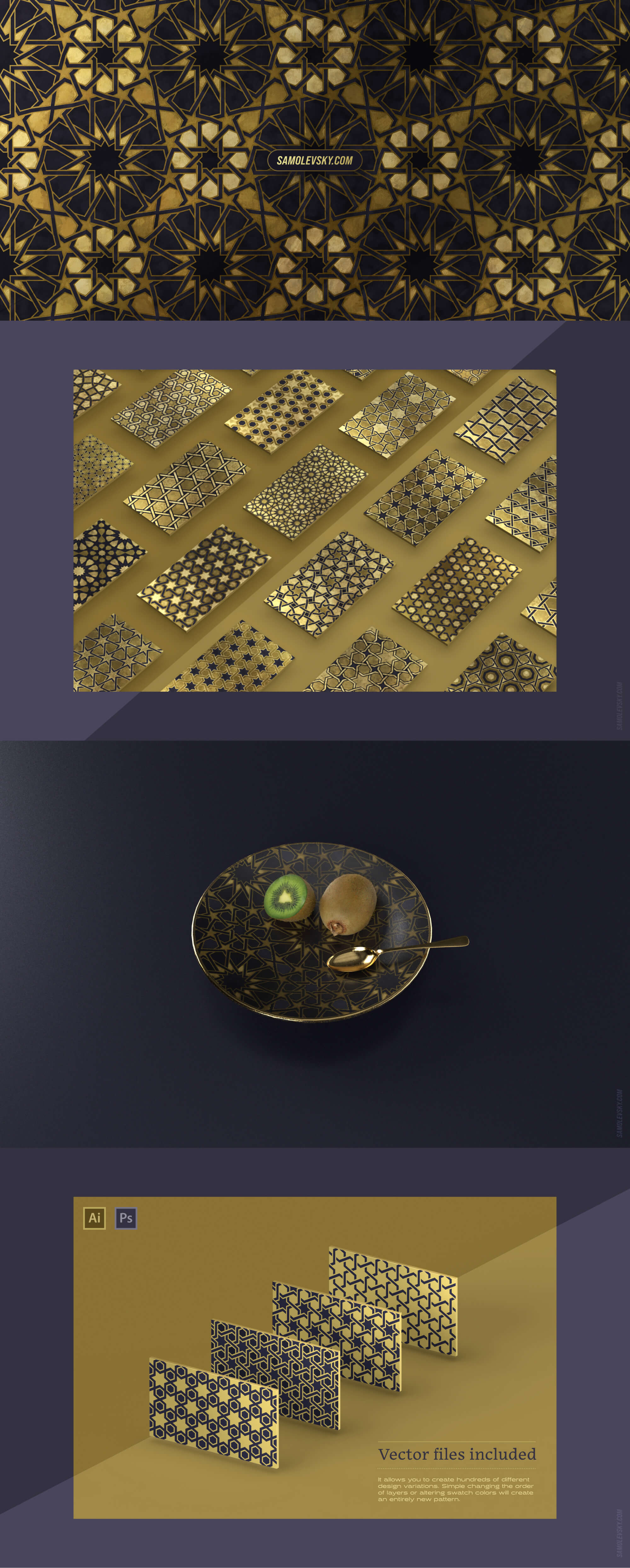 Luxury patterns – 250 geometric backgrounds presentation image