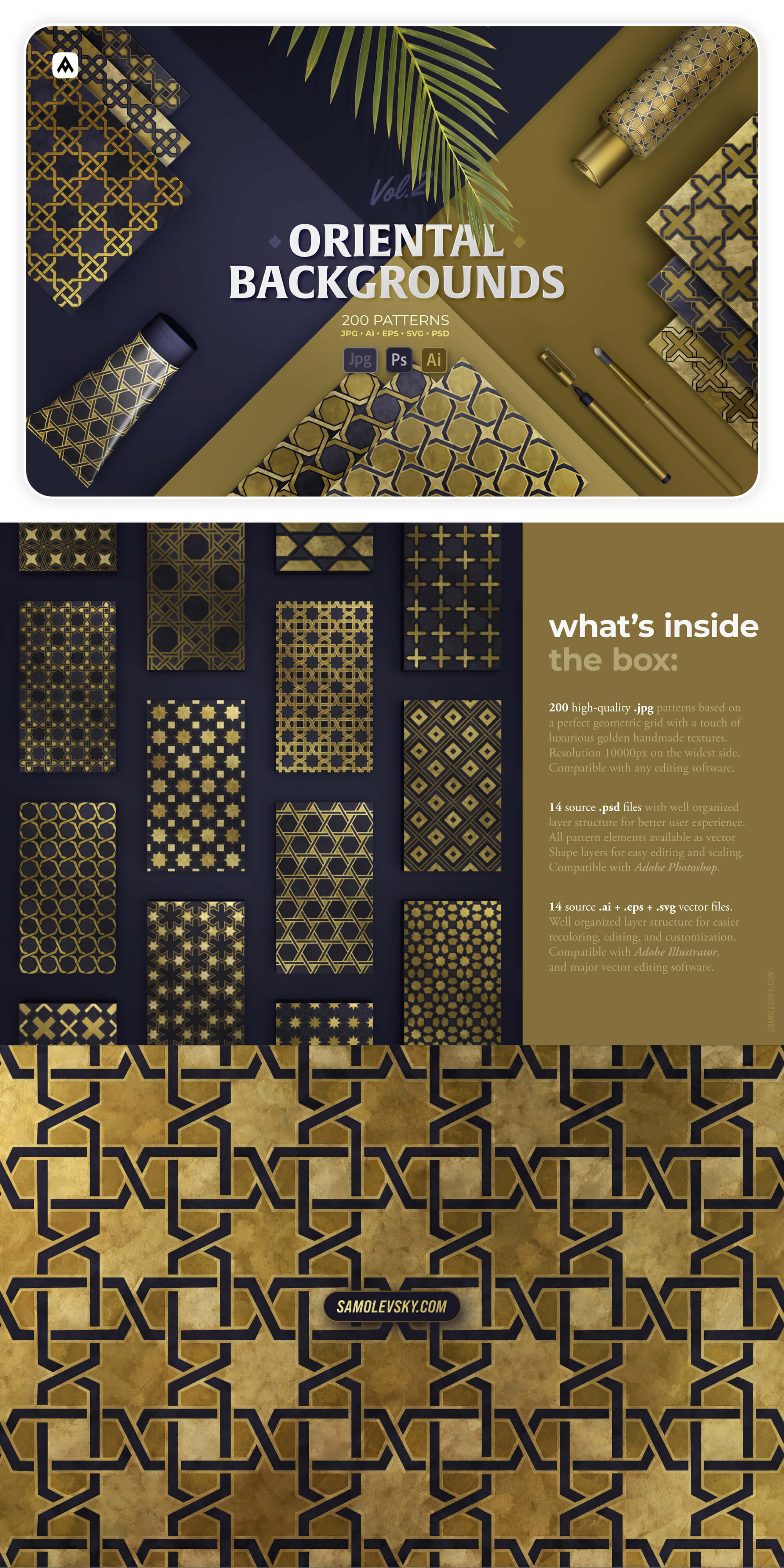 200 Oriental backgrounds collection presentation image