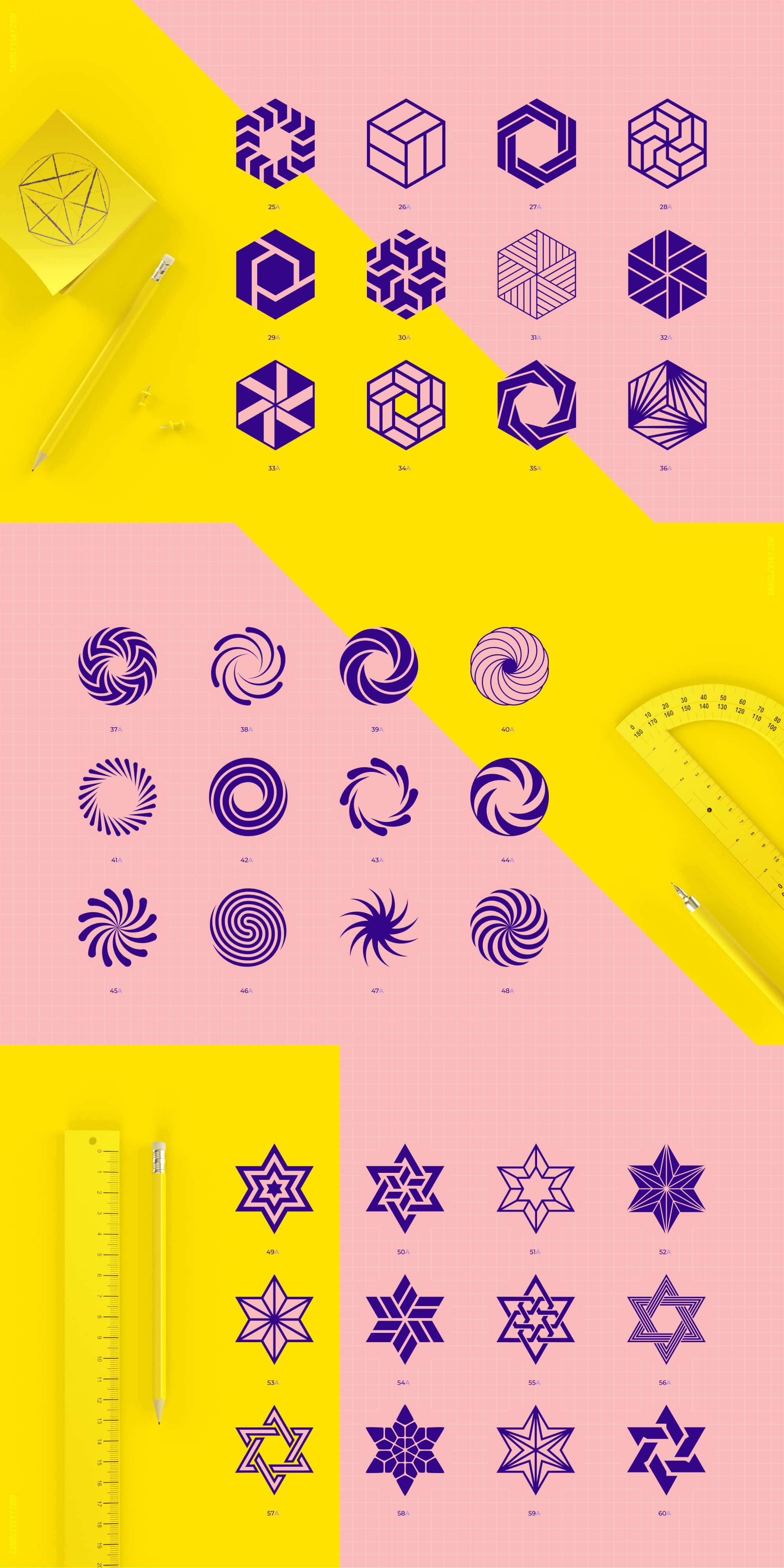 96 Geometric shapes & logo marks collection Vol.1 presentation image