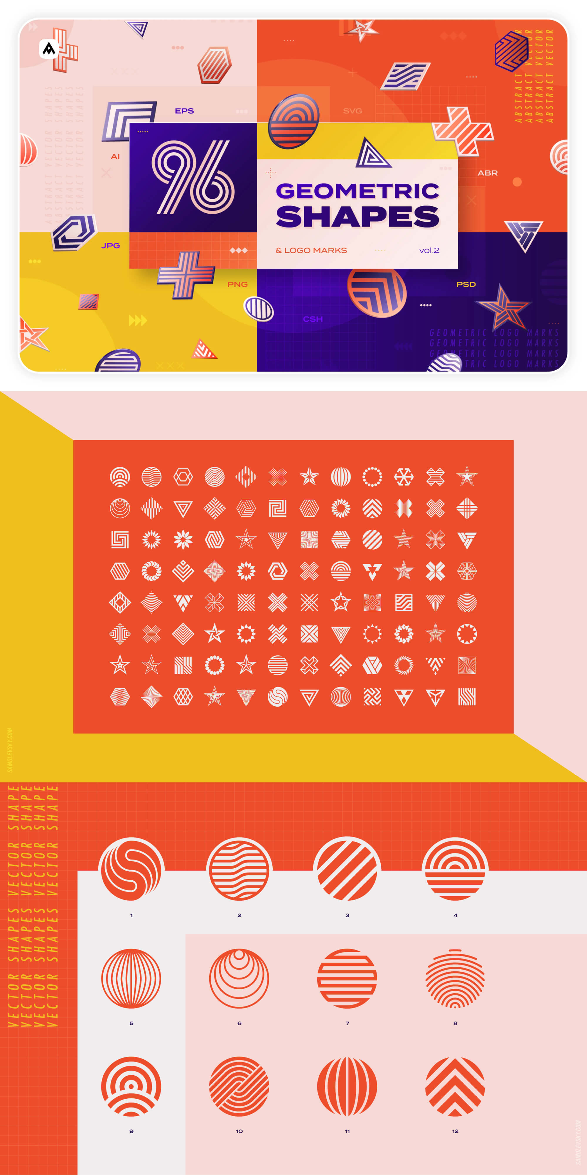 96 Geometric shapes & logo marks collection Vol.2 presentation image