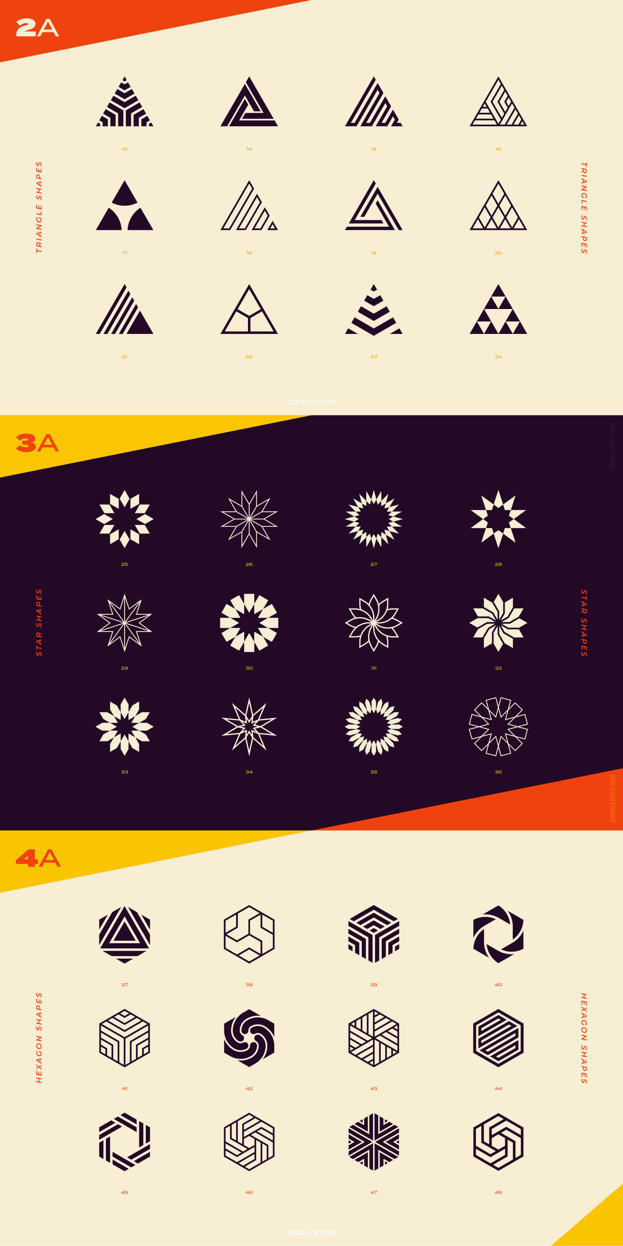 96 Abstract logo marks & geometric shapes collection presentation image