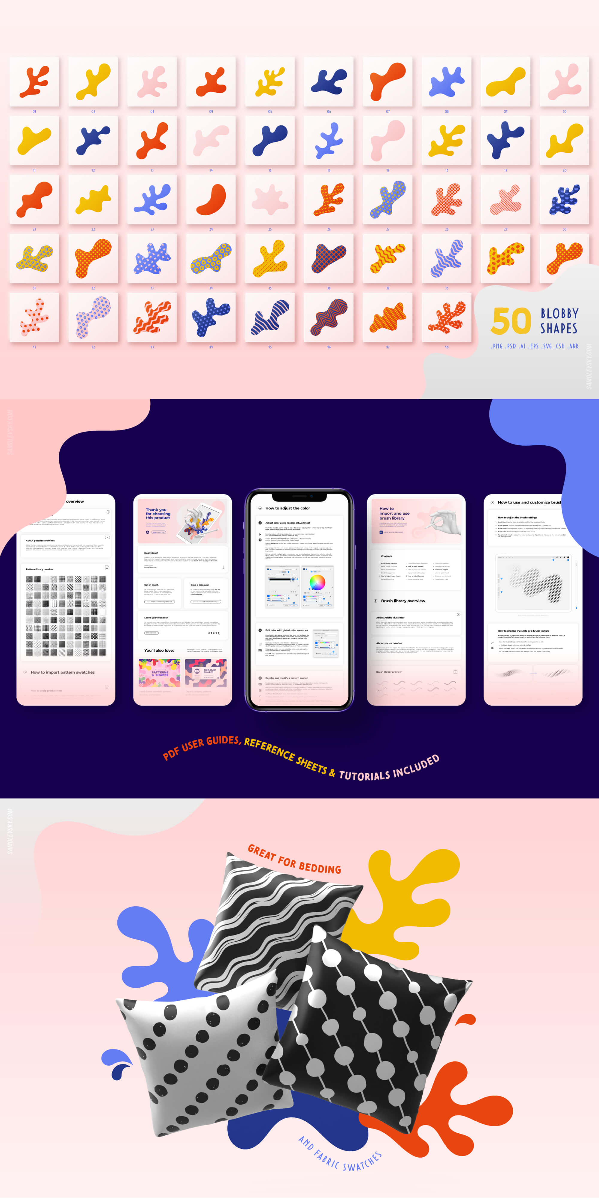 Handmade patterns bundle - 300 seamless patterns, brushes, and shapes presentation image