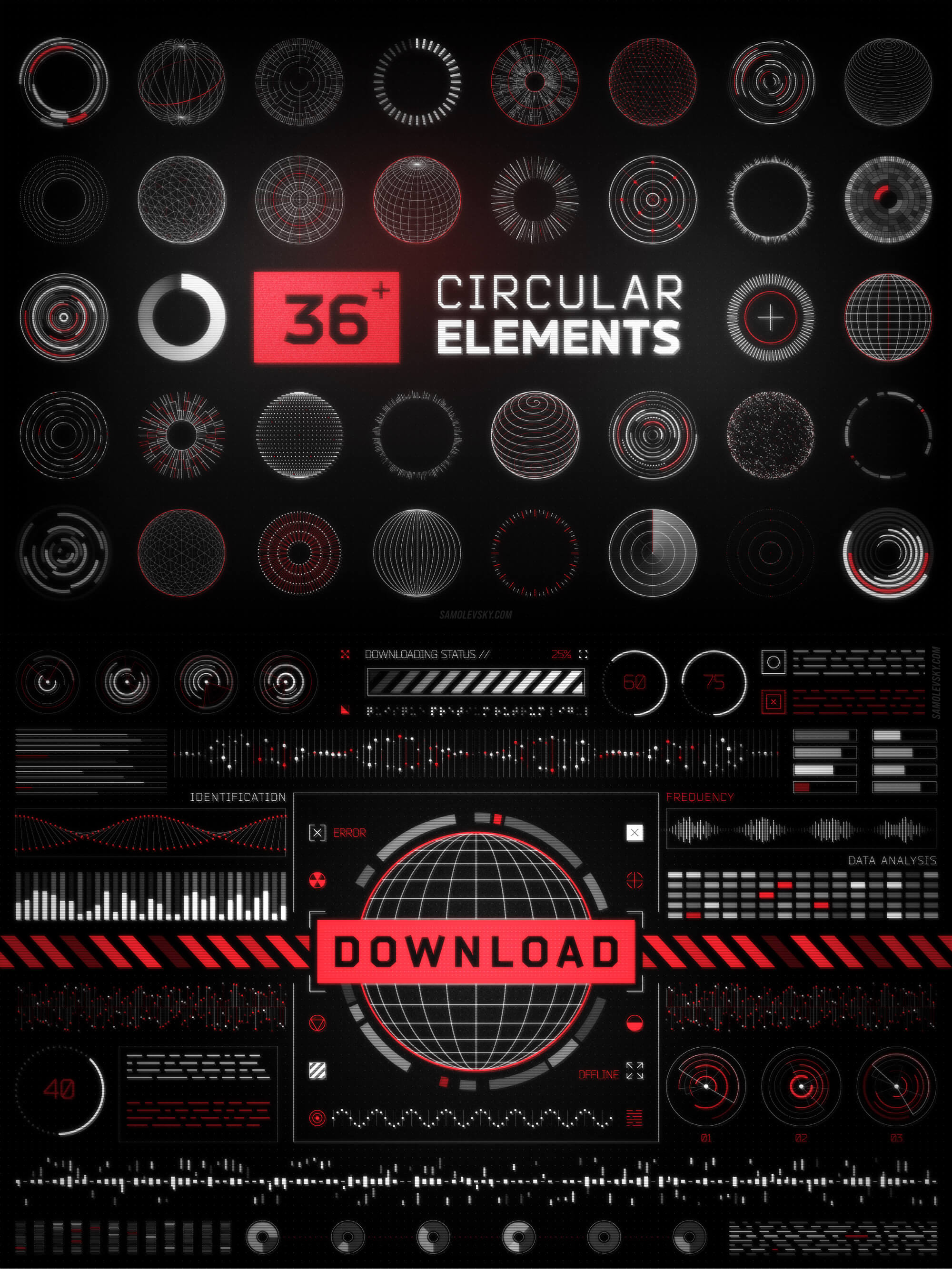 Futuristic UI Kit – 200 design elements presentation image