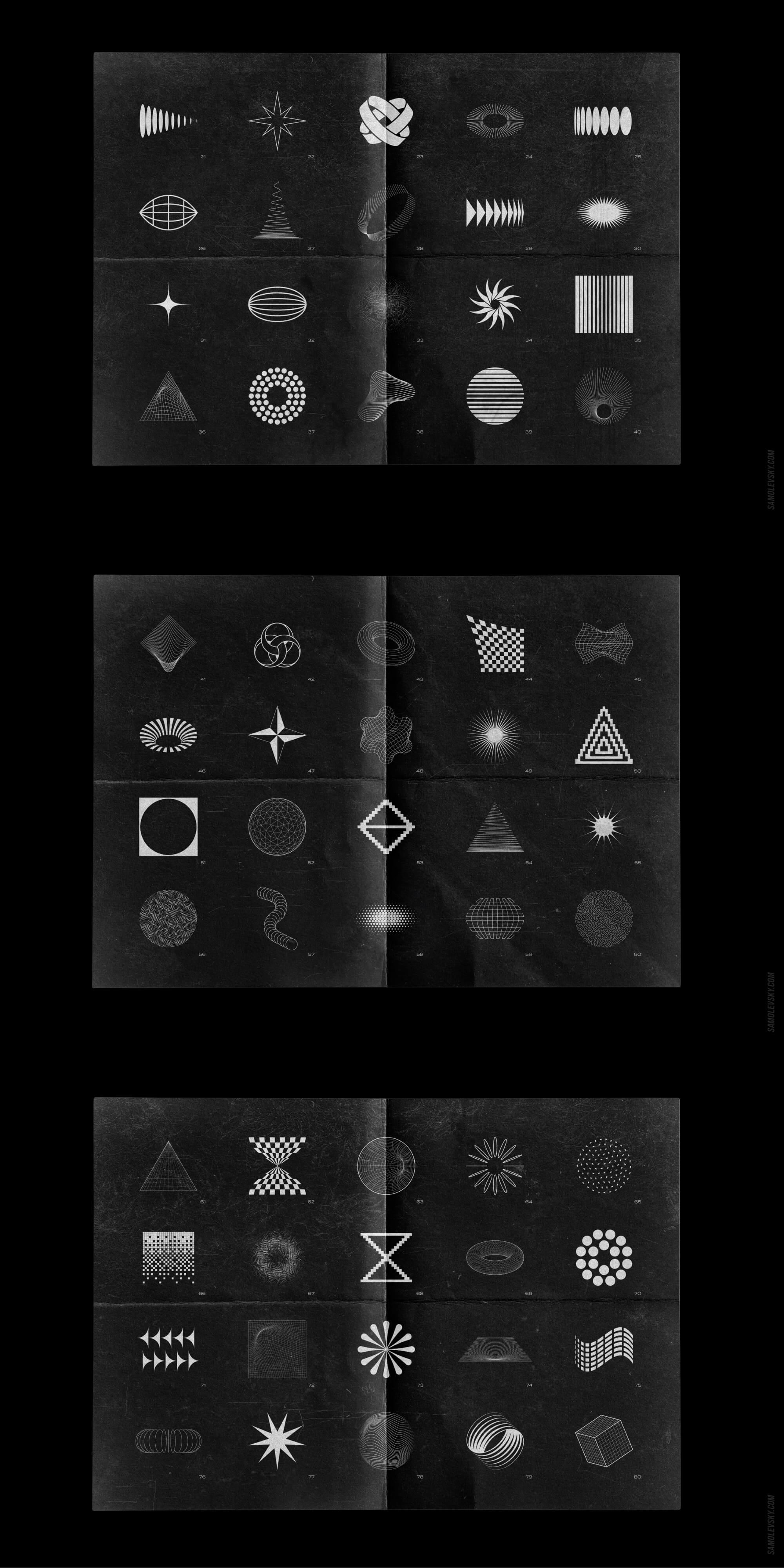 Abstract shapes collection – 100 design elements presentation image