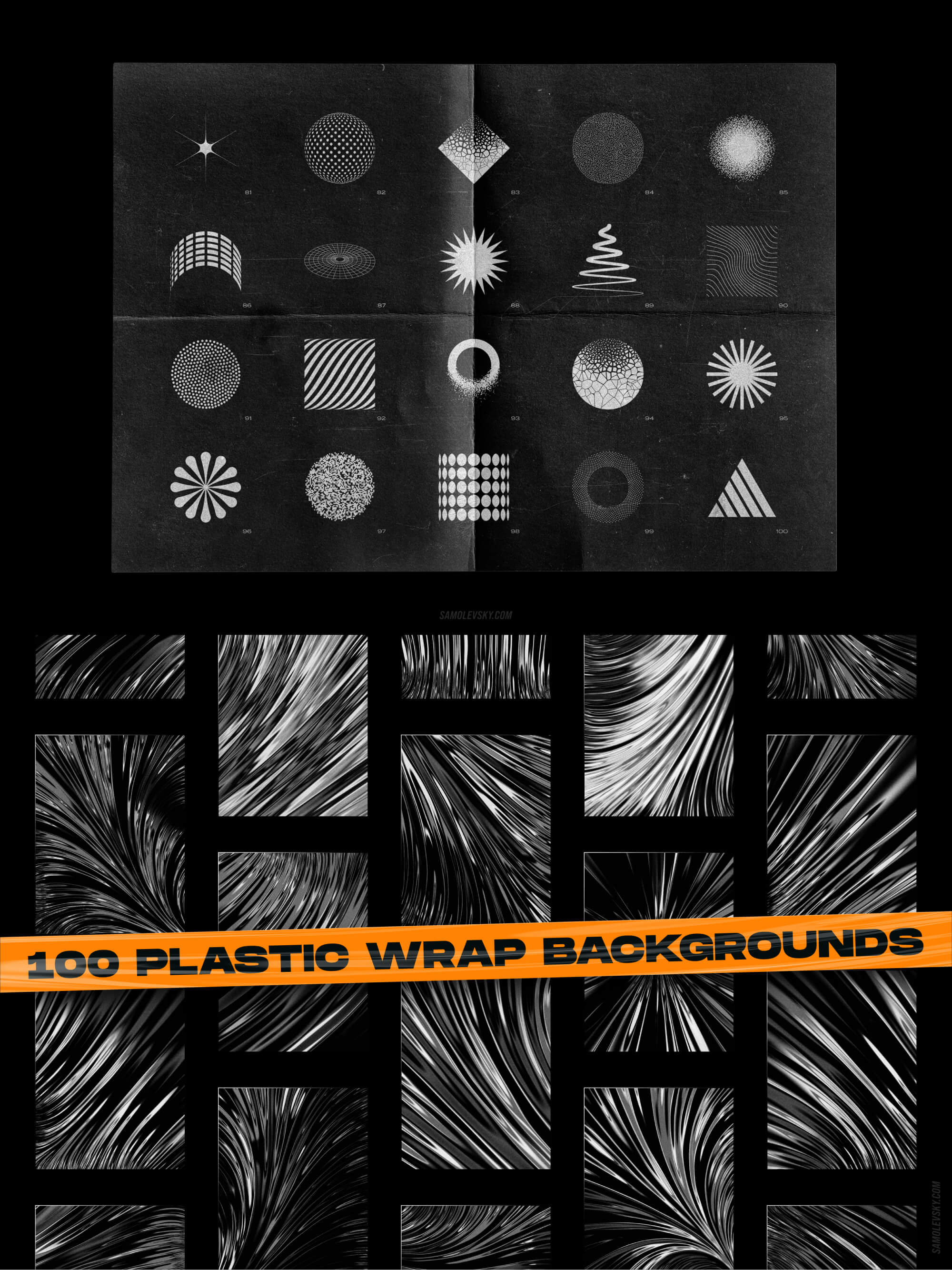200 Abstract geometric shapes & Plastic wrap backgrounds presentation image