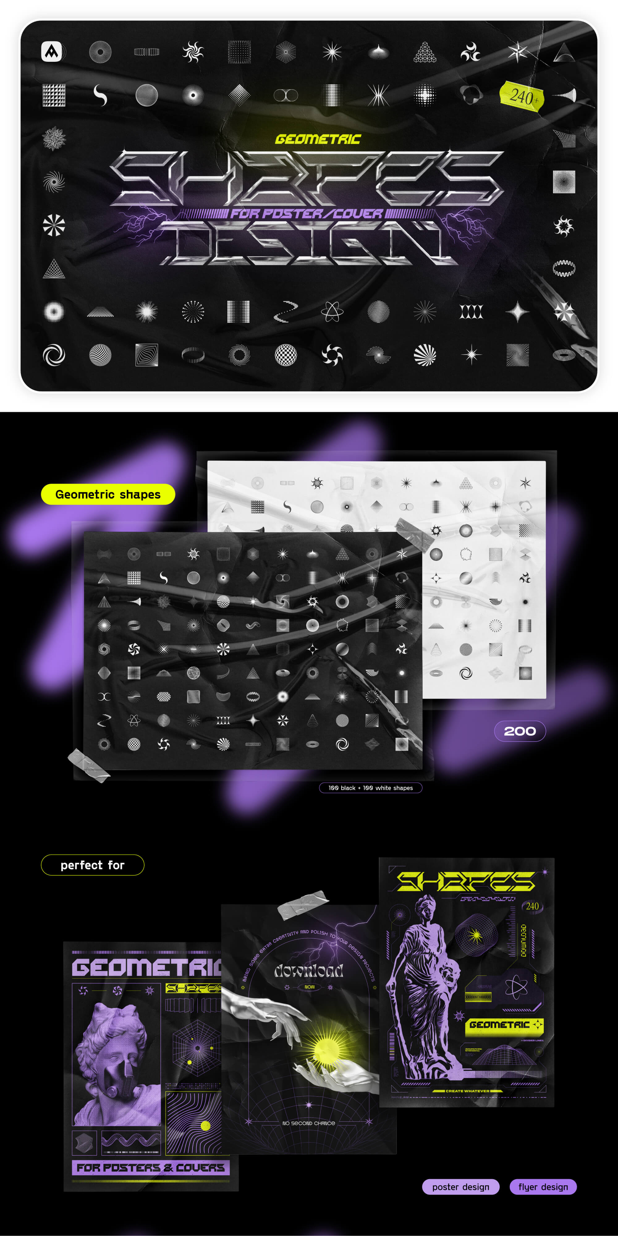 Geometric shapes pack for poster and cover design presentation image