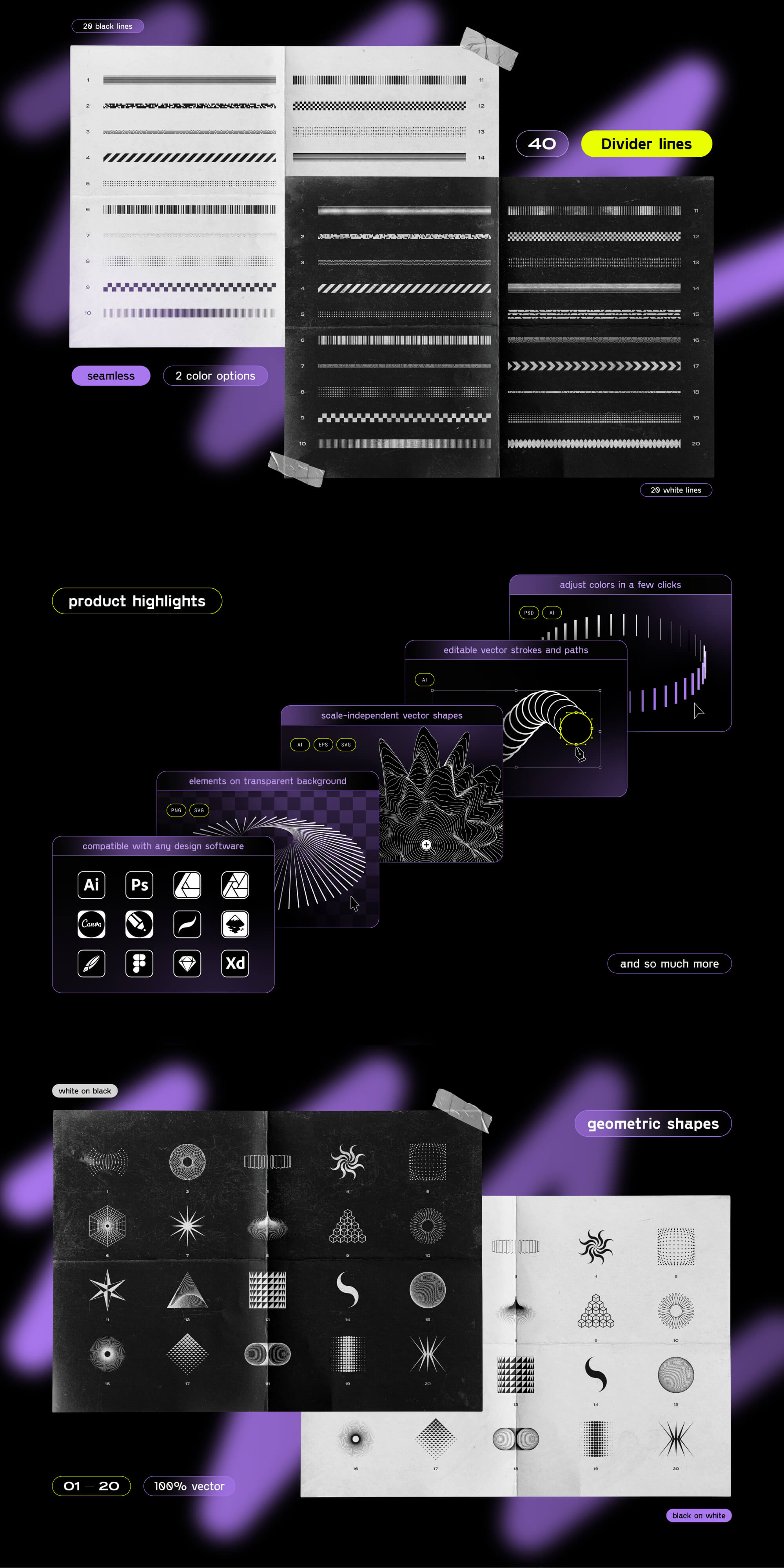 Geometric shapes pack for poster and cover design presentation image