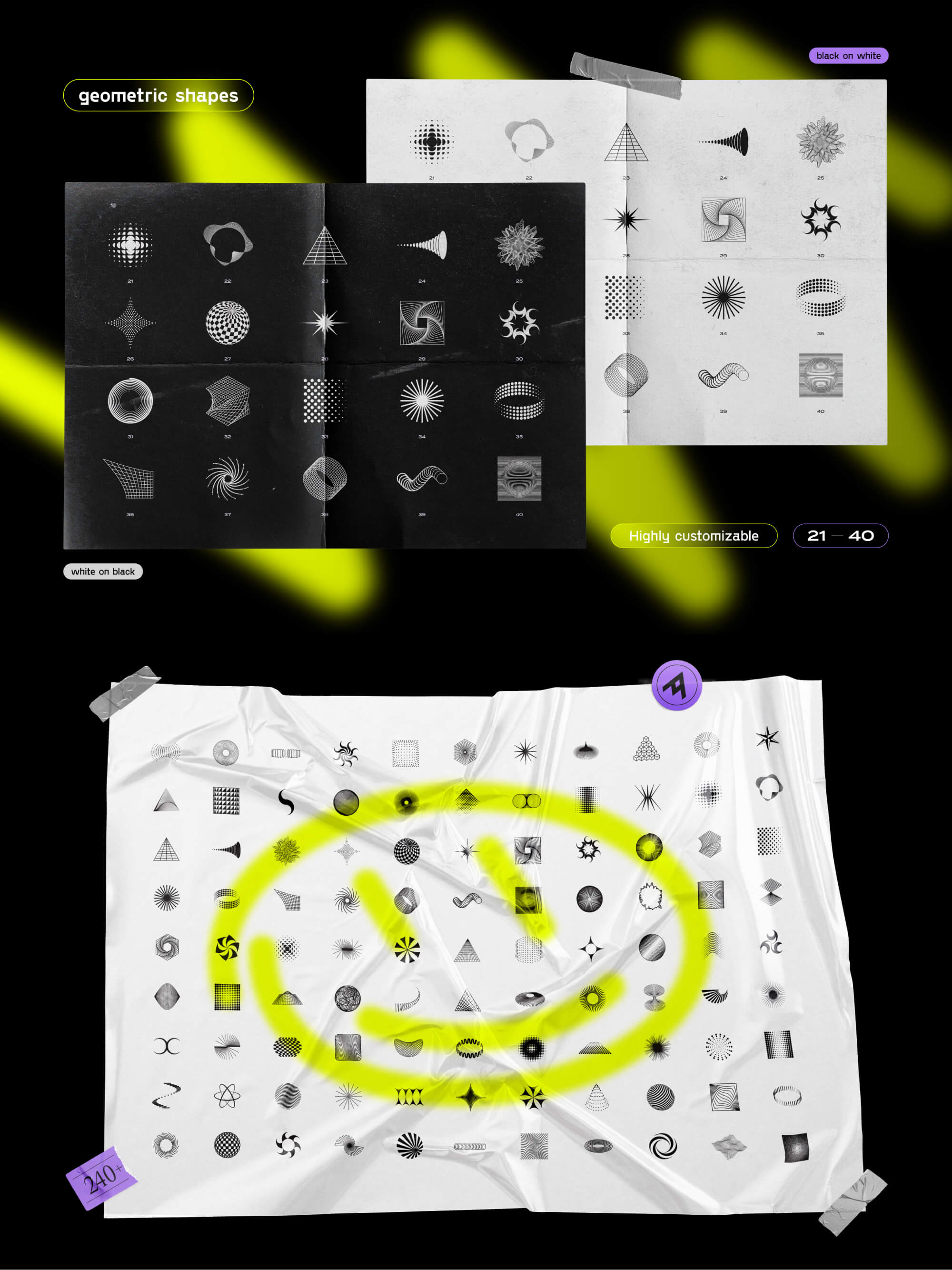 Geometric shapes pack for poster and cover design presentation image