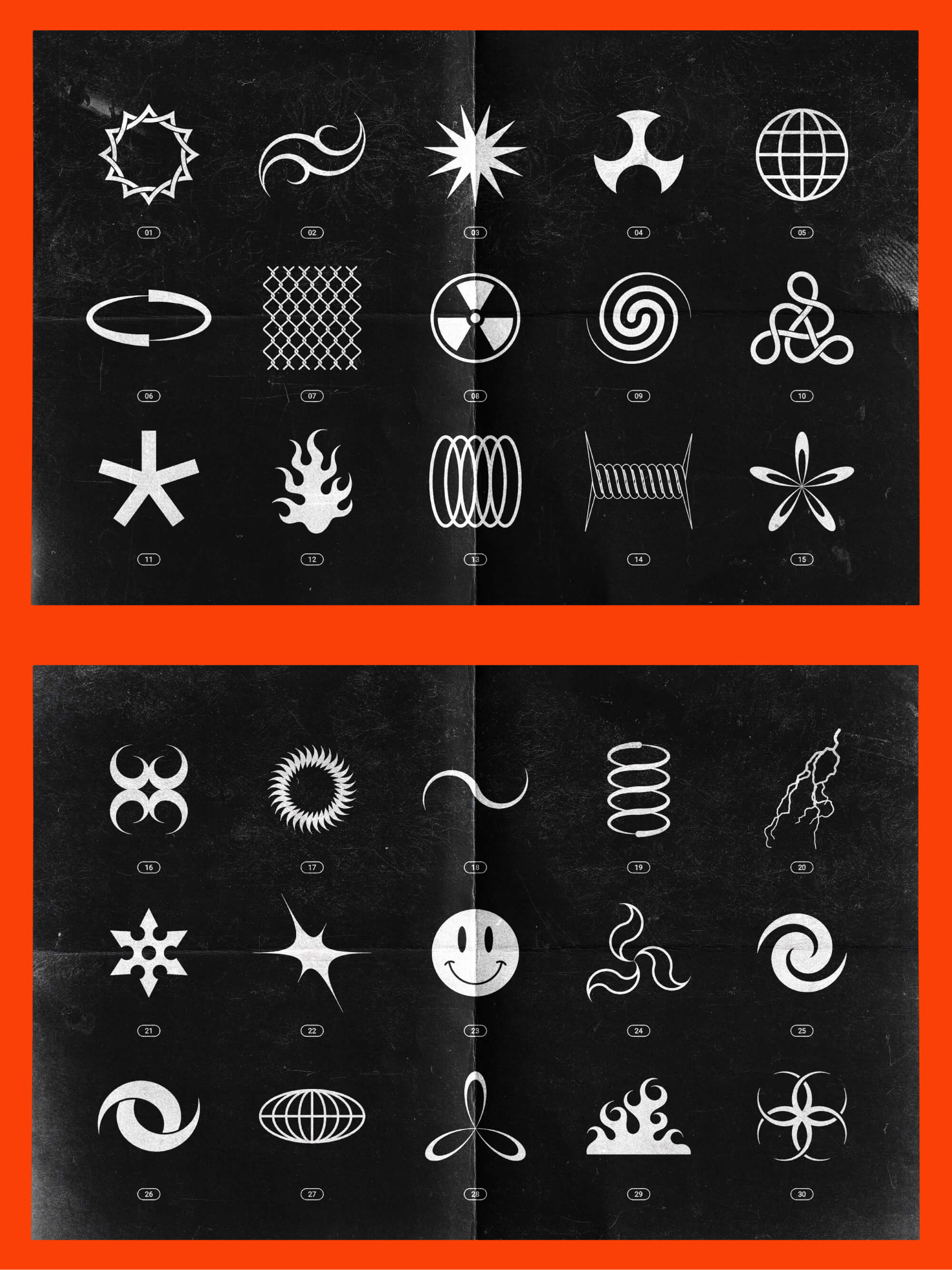 Chrome & vector abstract shapes bundle – 200 geometric design elements presentation image