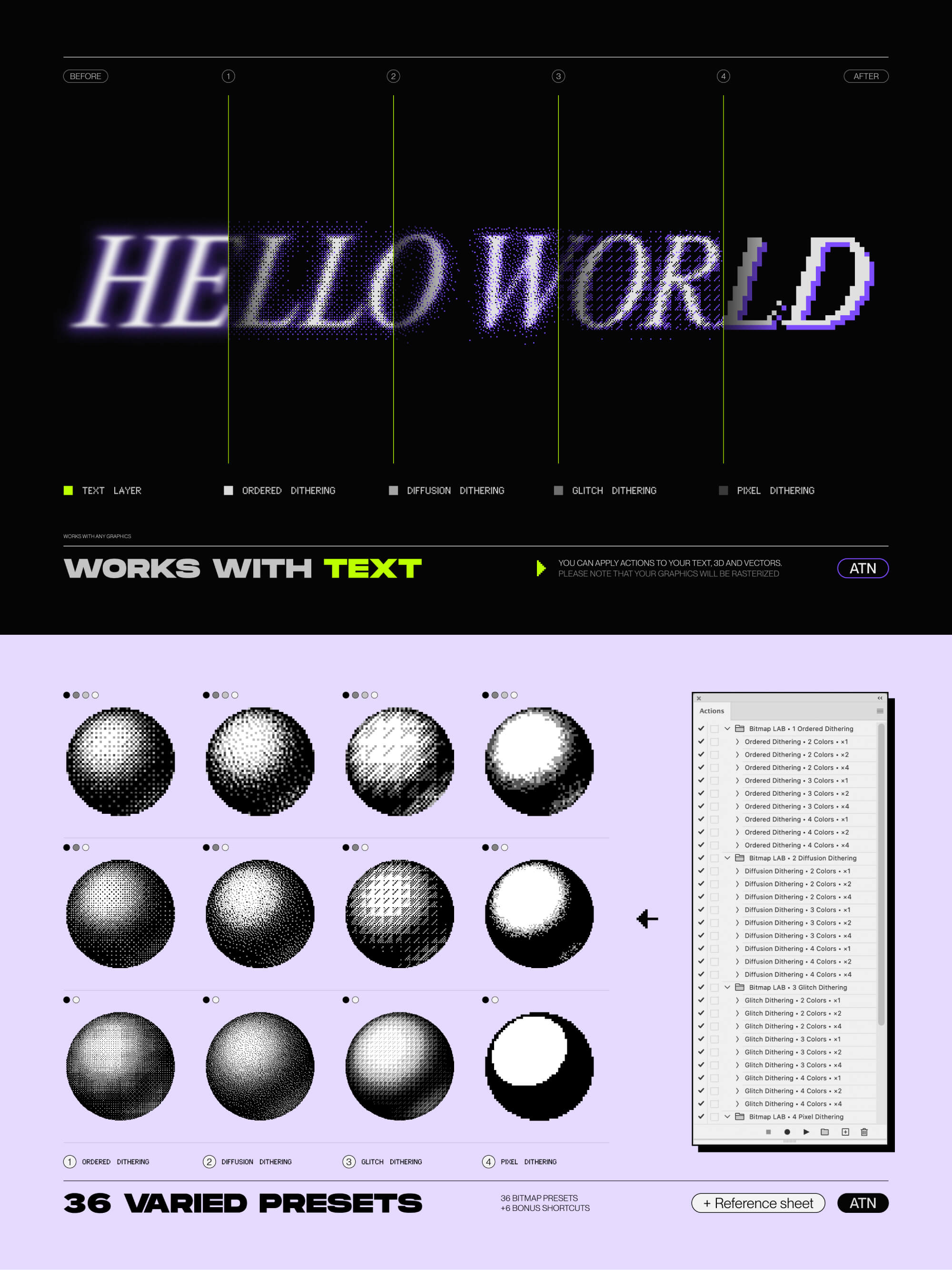 Bitmap LAB – one-click pixel halftone action presentation image