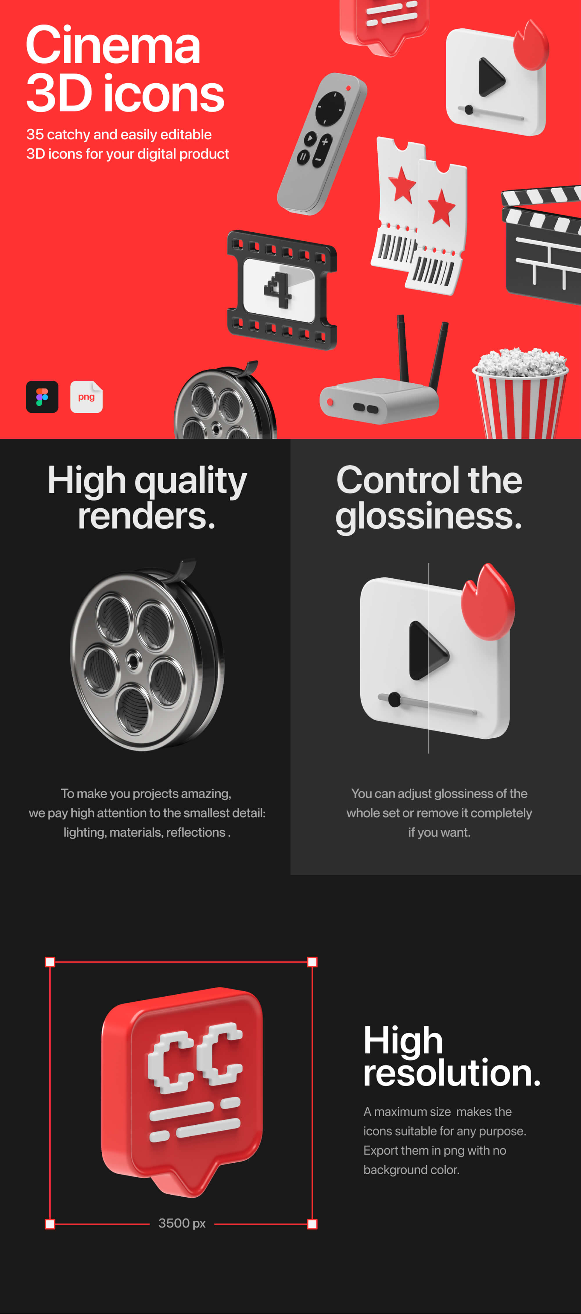 Cinema 3D icons (Demo) presentation image