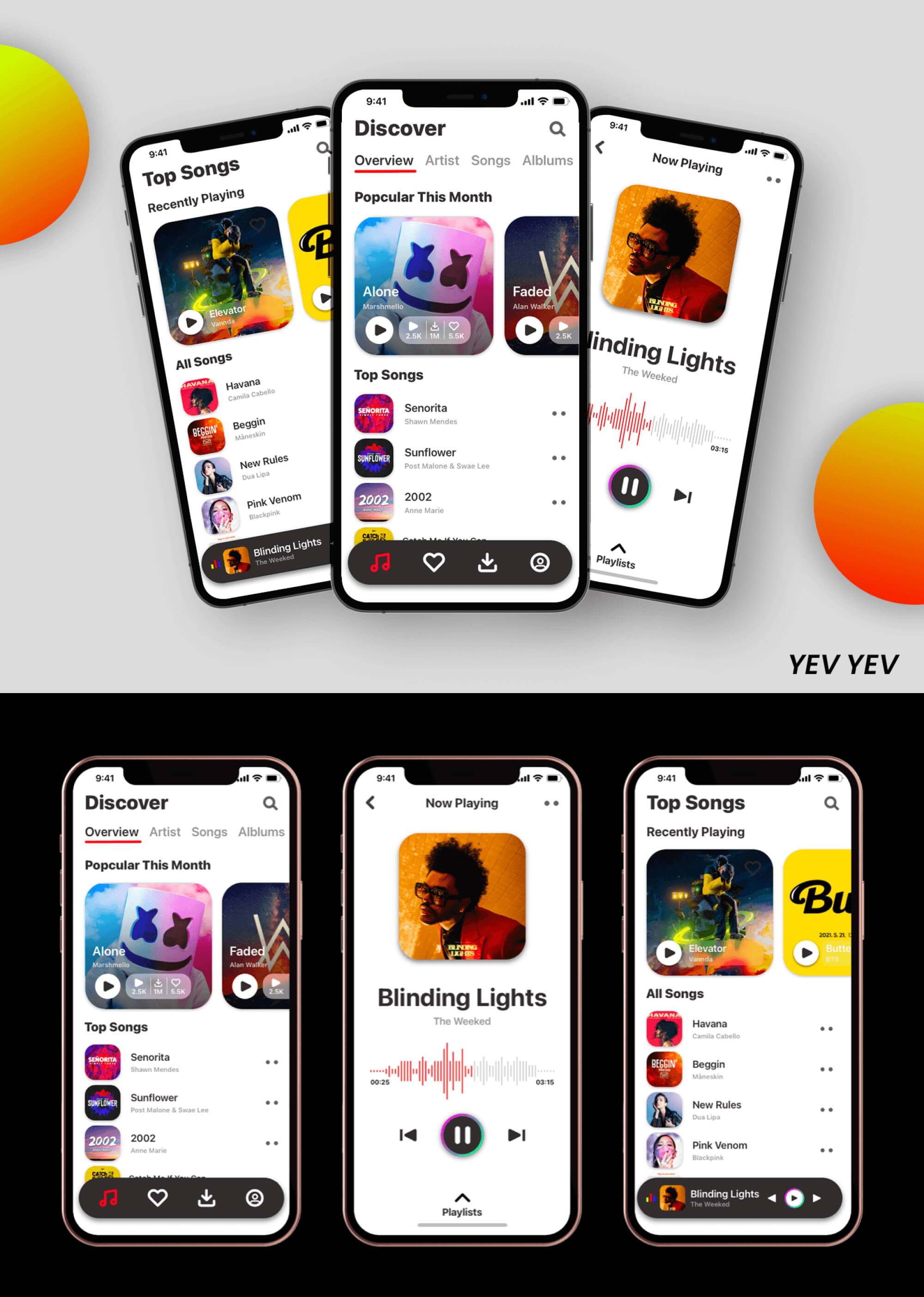Clean Music App UI Concept presentation image