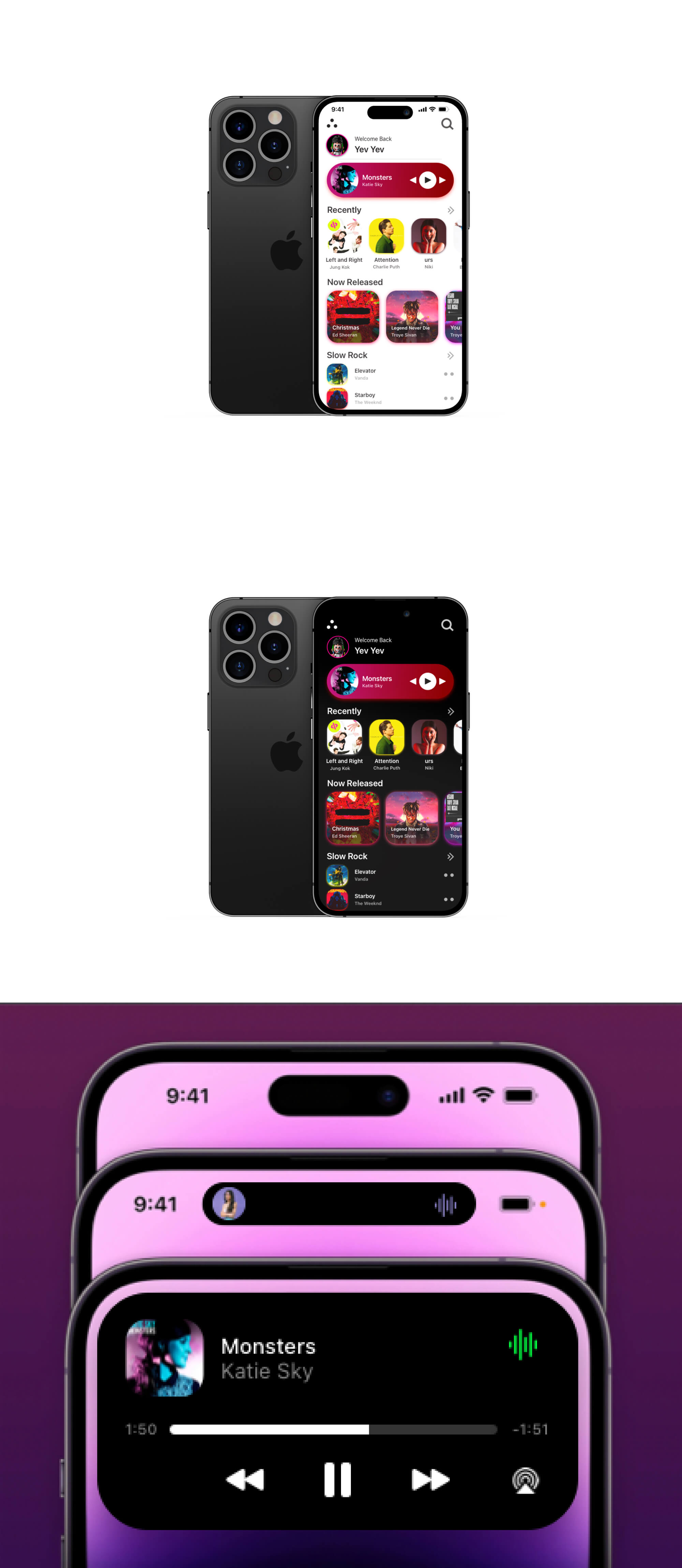 Music App With Dynamic Island Design Concept presentation image