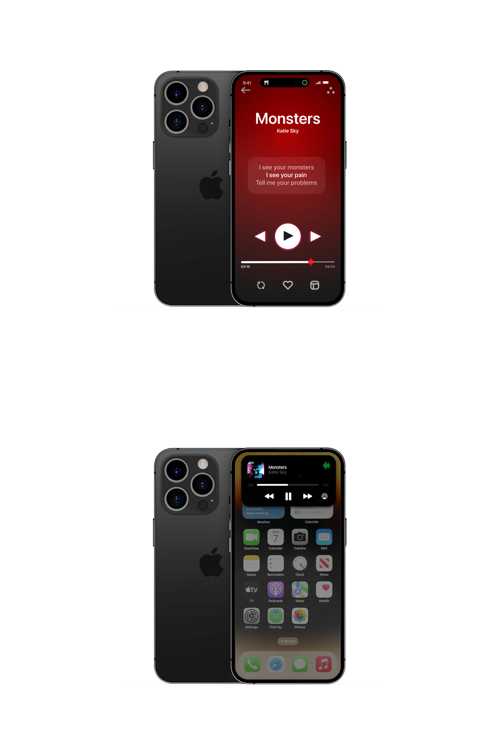 Music App With Dynamic Island Design Concept presentation image