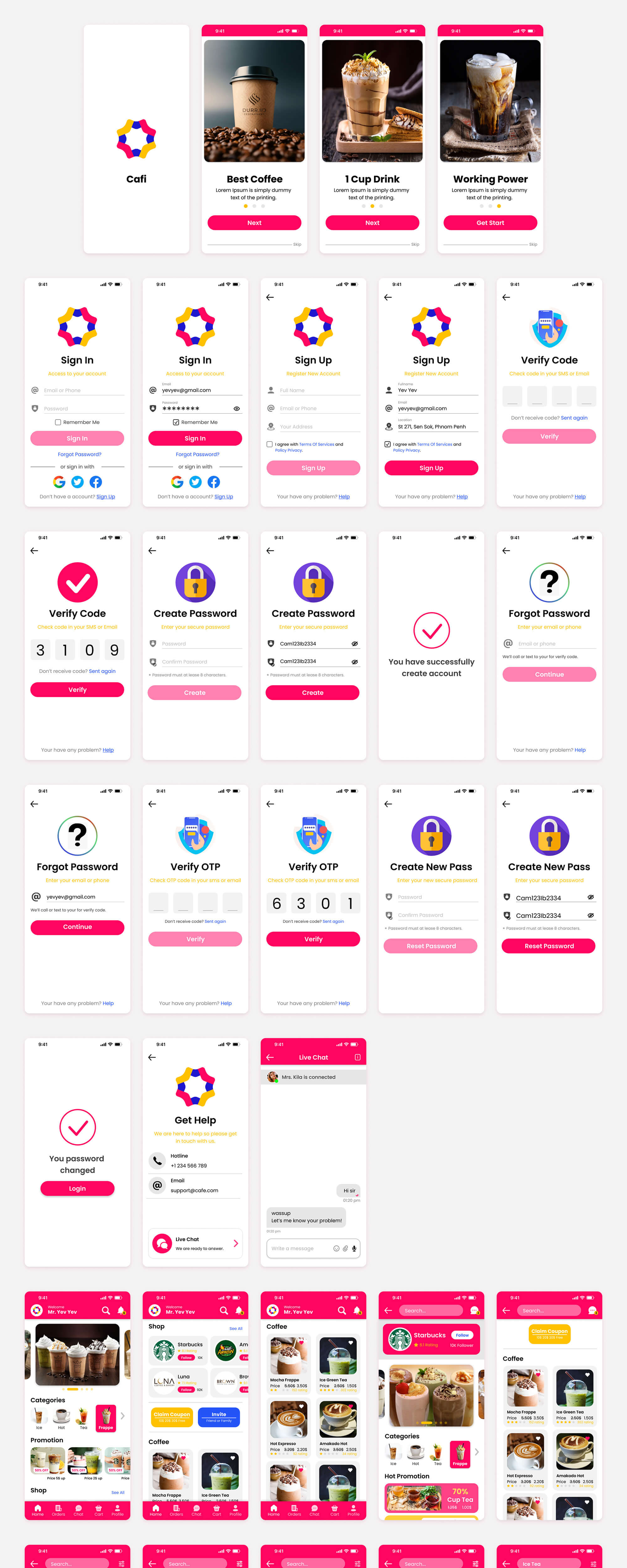 Cafi Mobile App - Coffee App UI Kit presentation image