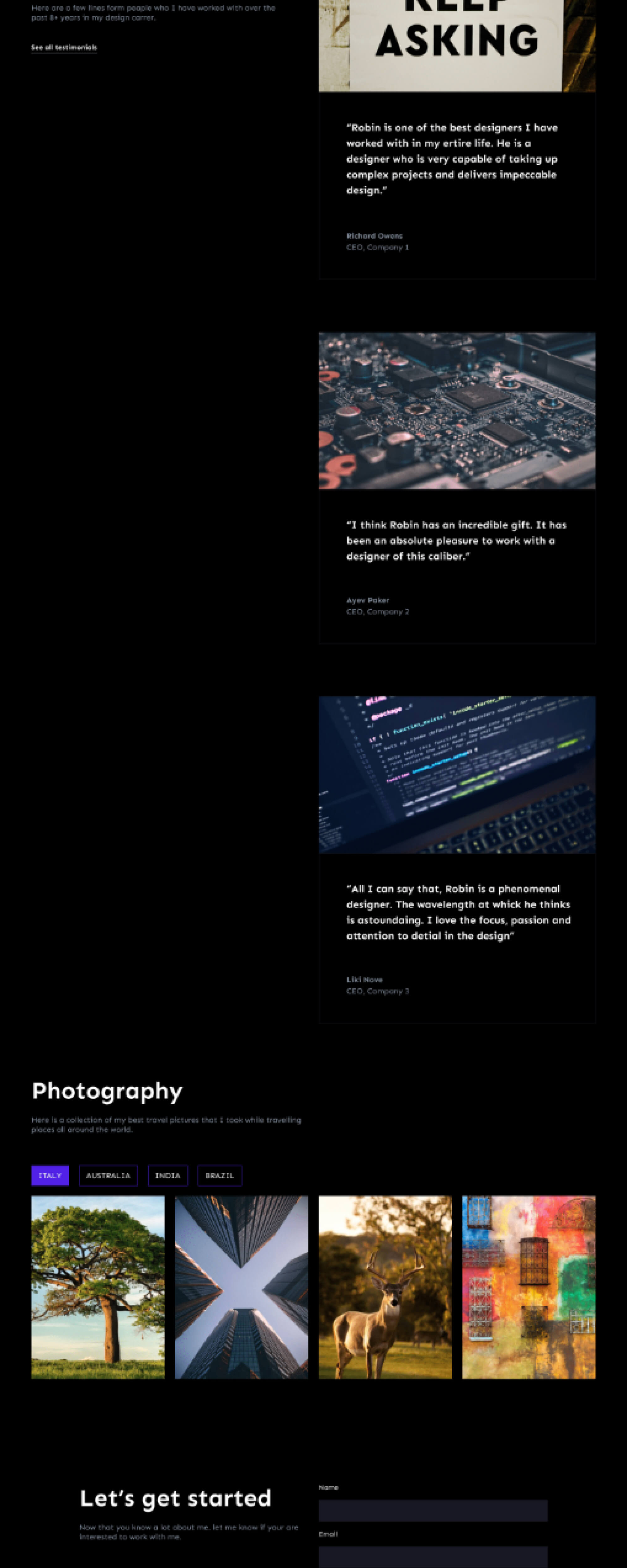 Portfolio Website UI Concept presentation image