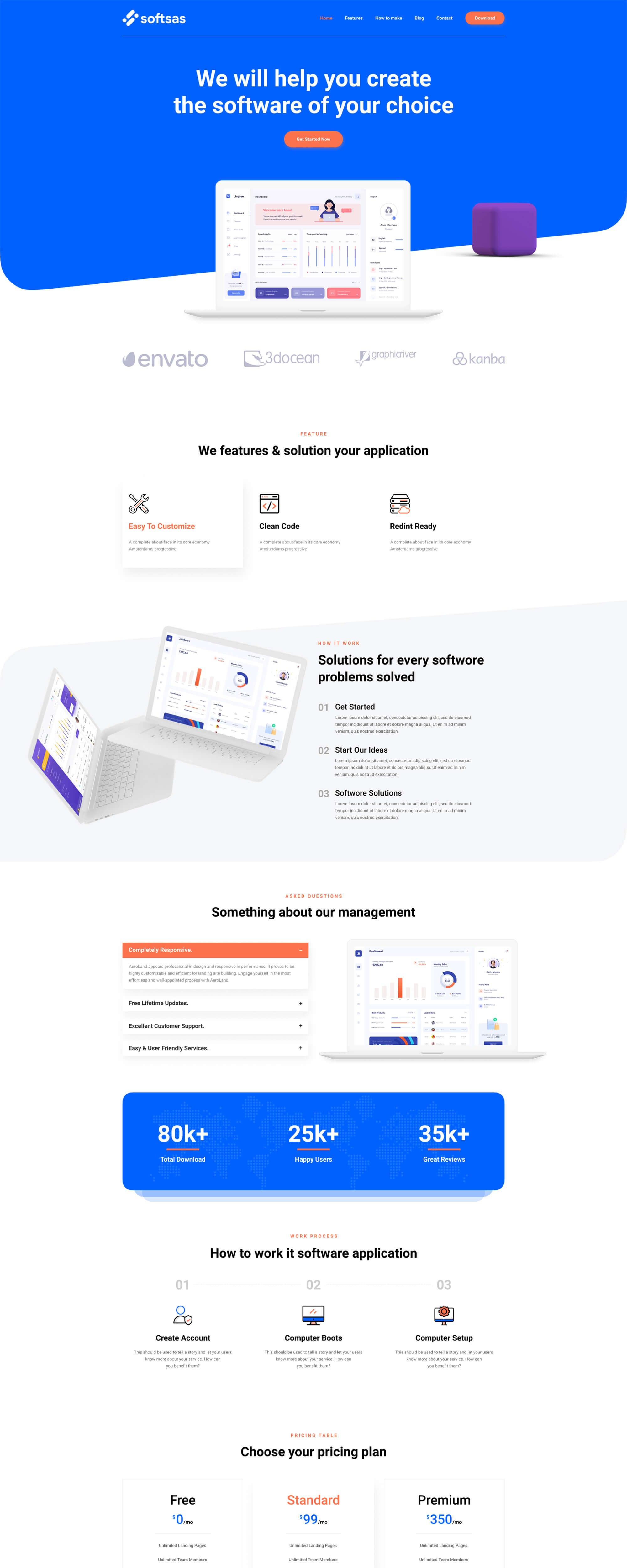 Softsas - Software Landing Page presentation image