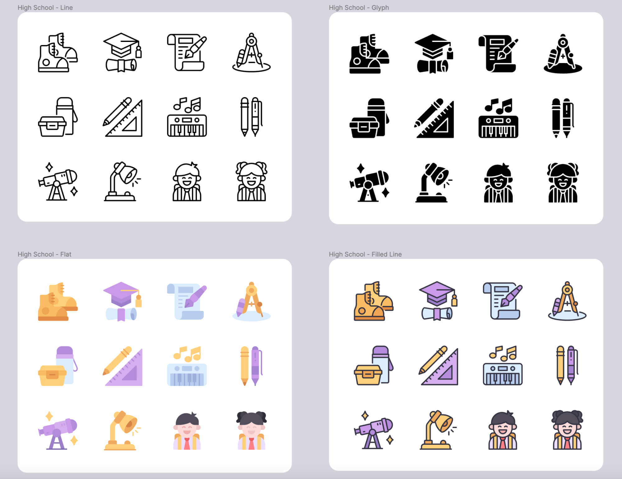 High School Icons Set presentation image