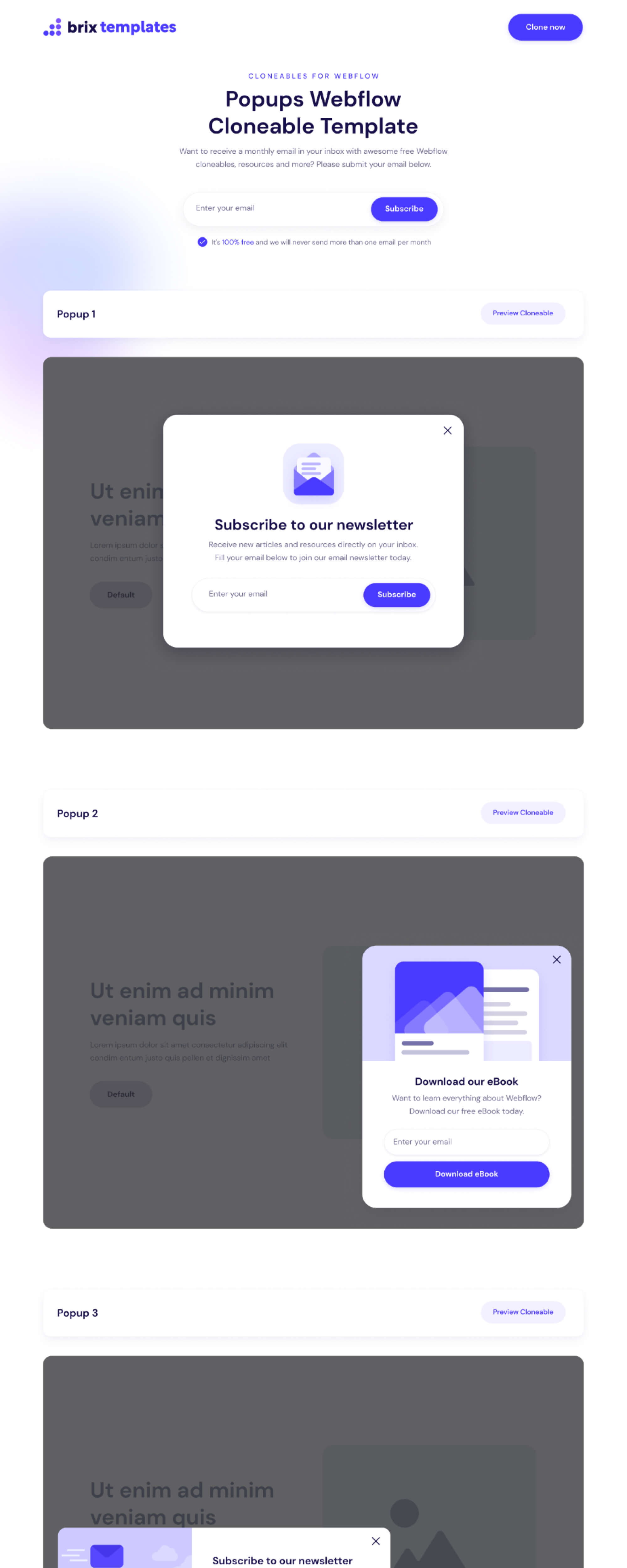 Popups Figma Templates | BRIX Templates presentation image
