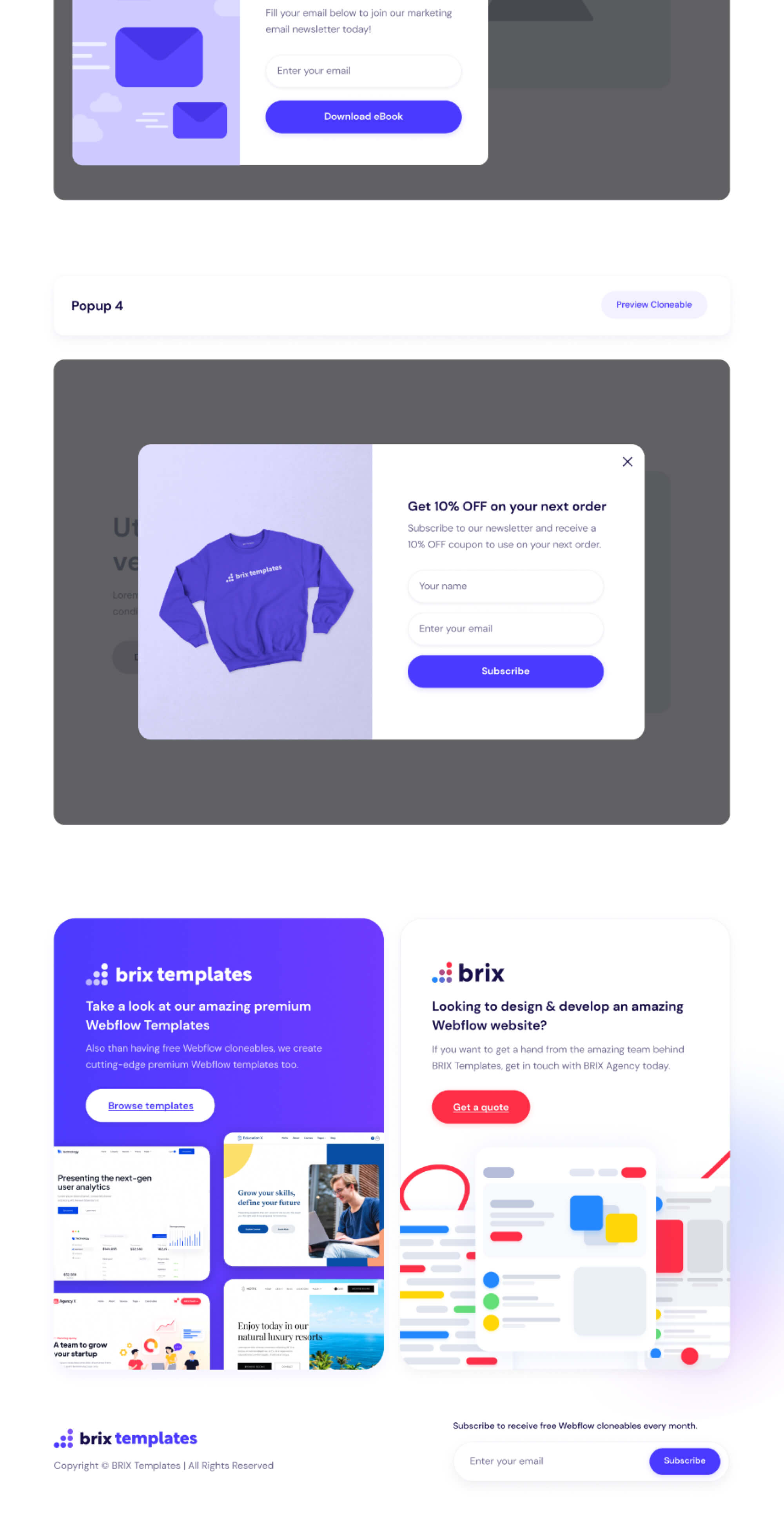 Popups Figma Templates | BRIX Templates presentation image