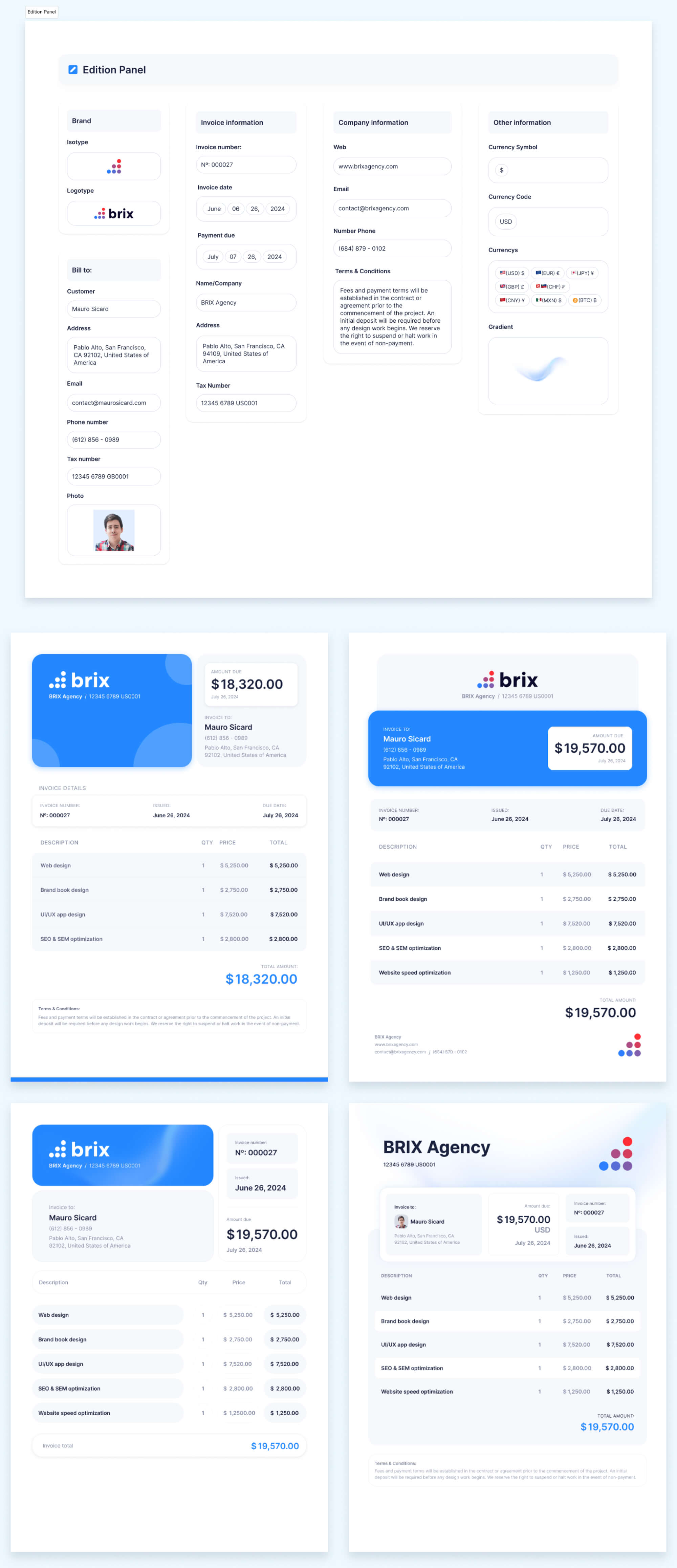 Invoice Design Kit | BRIX Agency presentation image