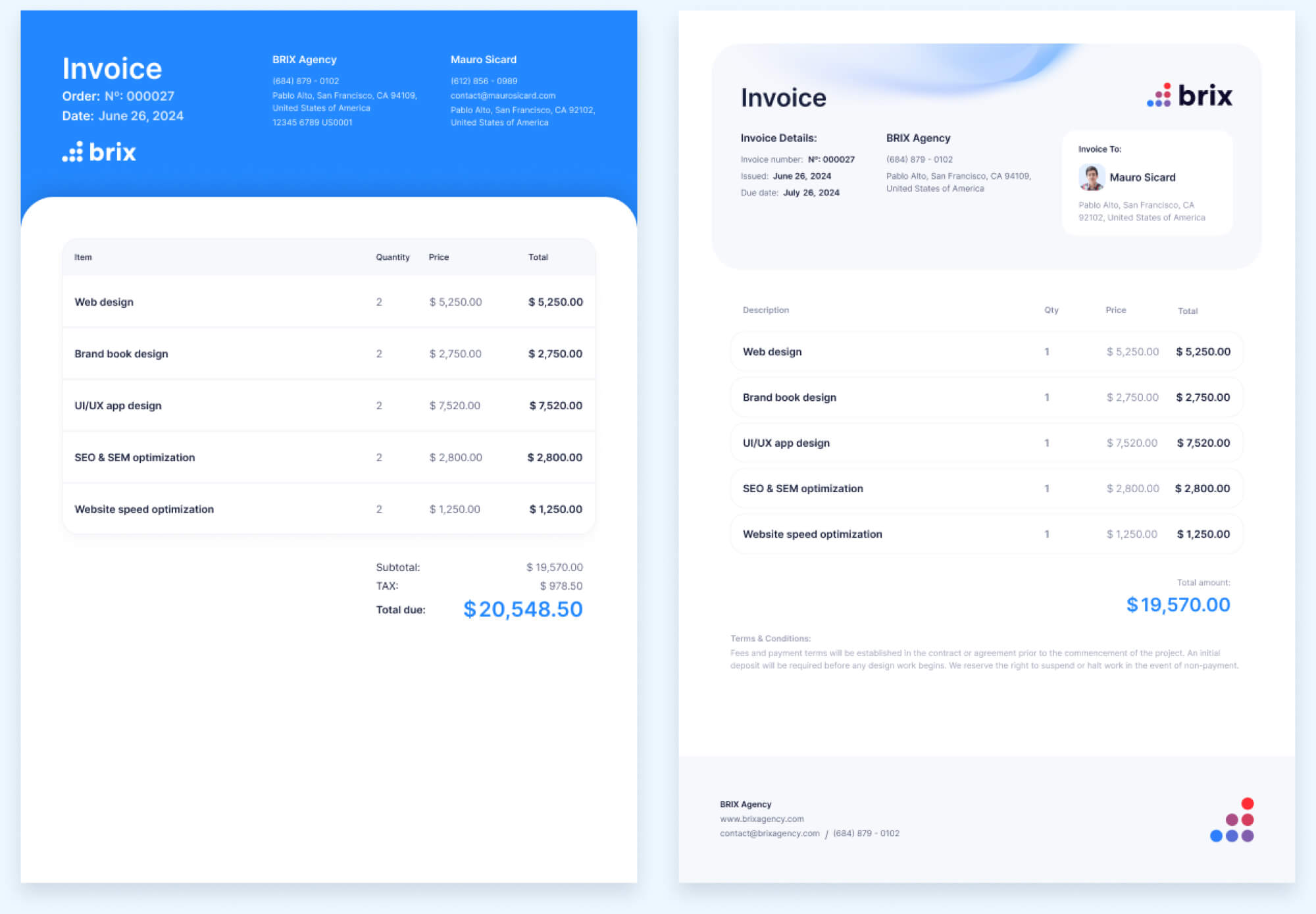 Invoice Design Kit | BRIX Agency presentation image