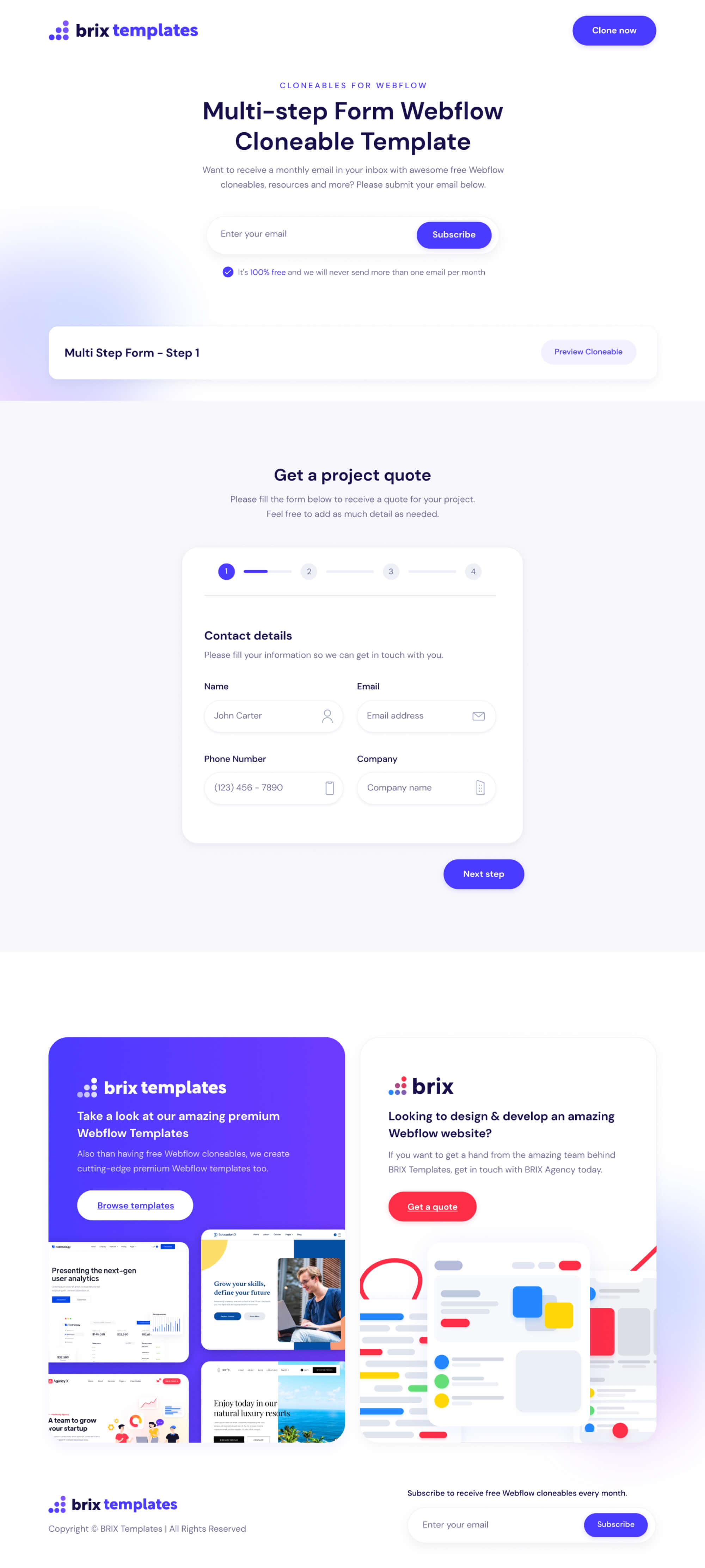 Multi-step Form Figma Template | BRIX Templates presentation image