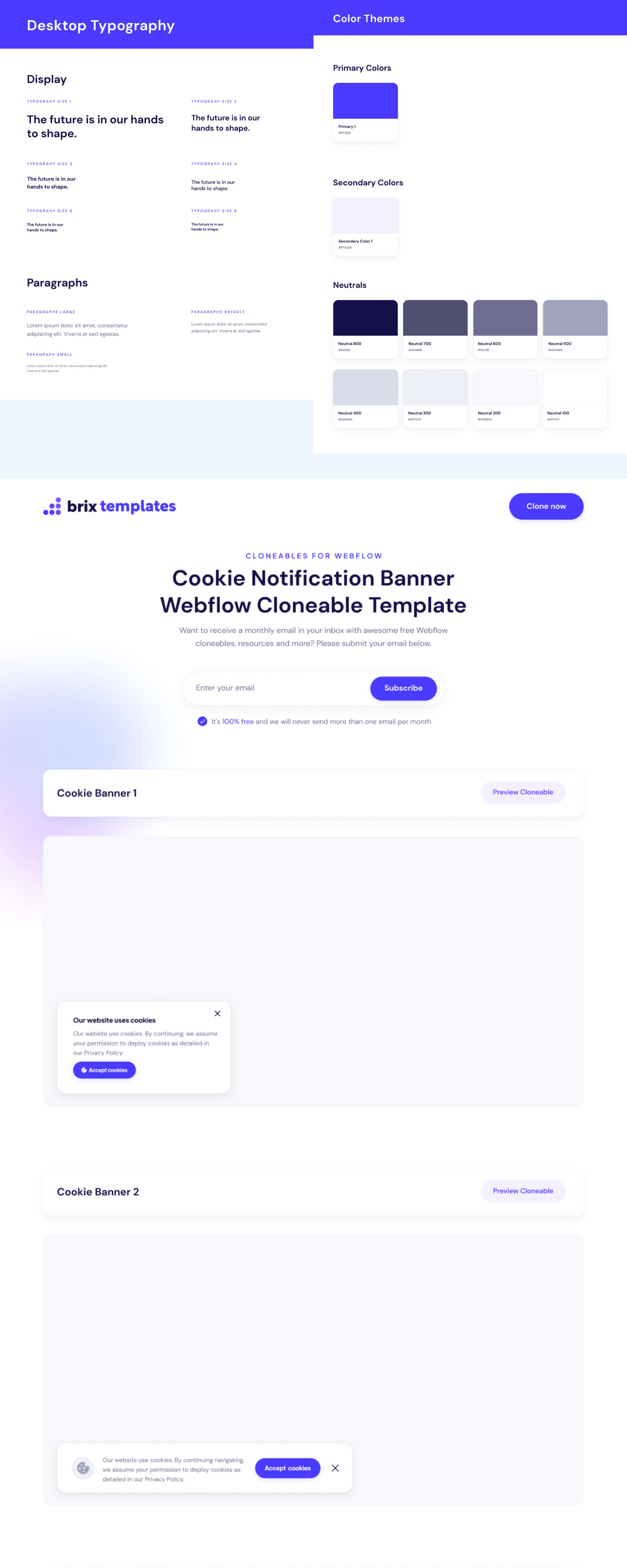 Cookies Notification Banner Website Template | BRIX Templates presentation image