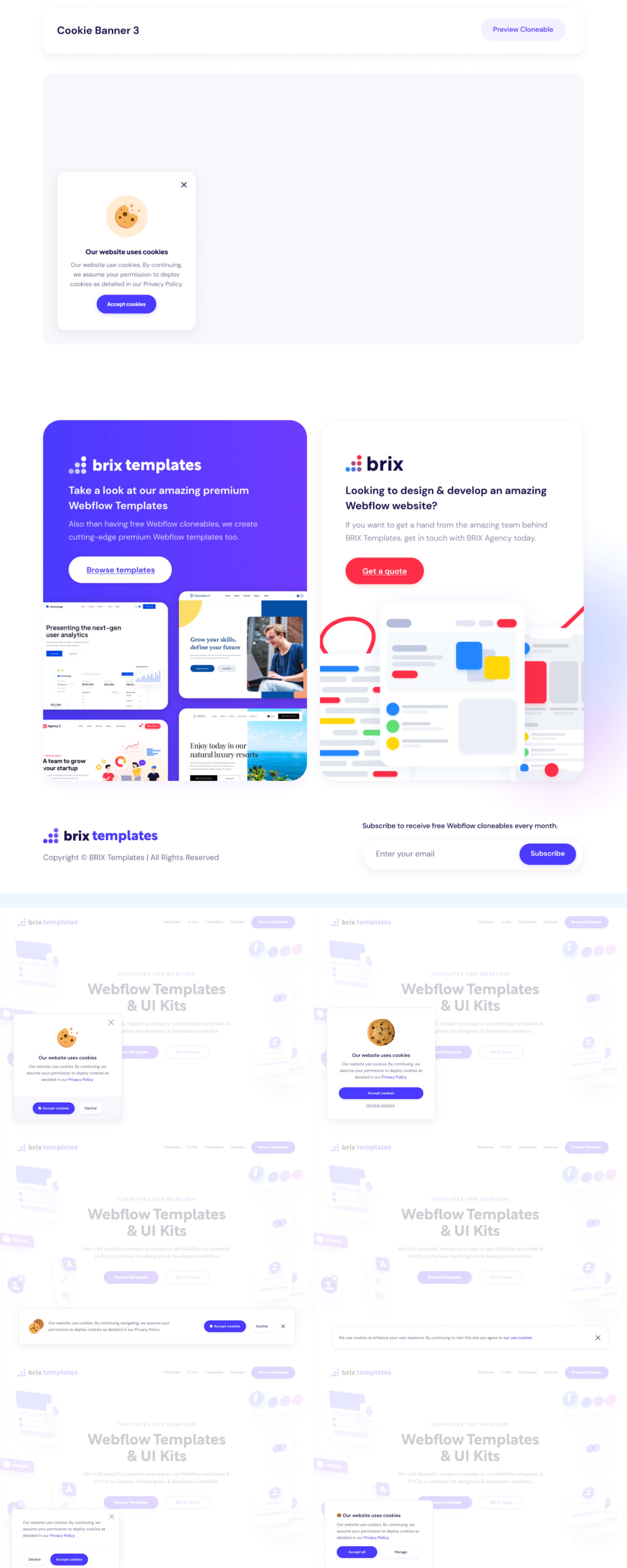 Cookies Notification Banner Website Template | BRIX Templates presentation image