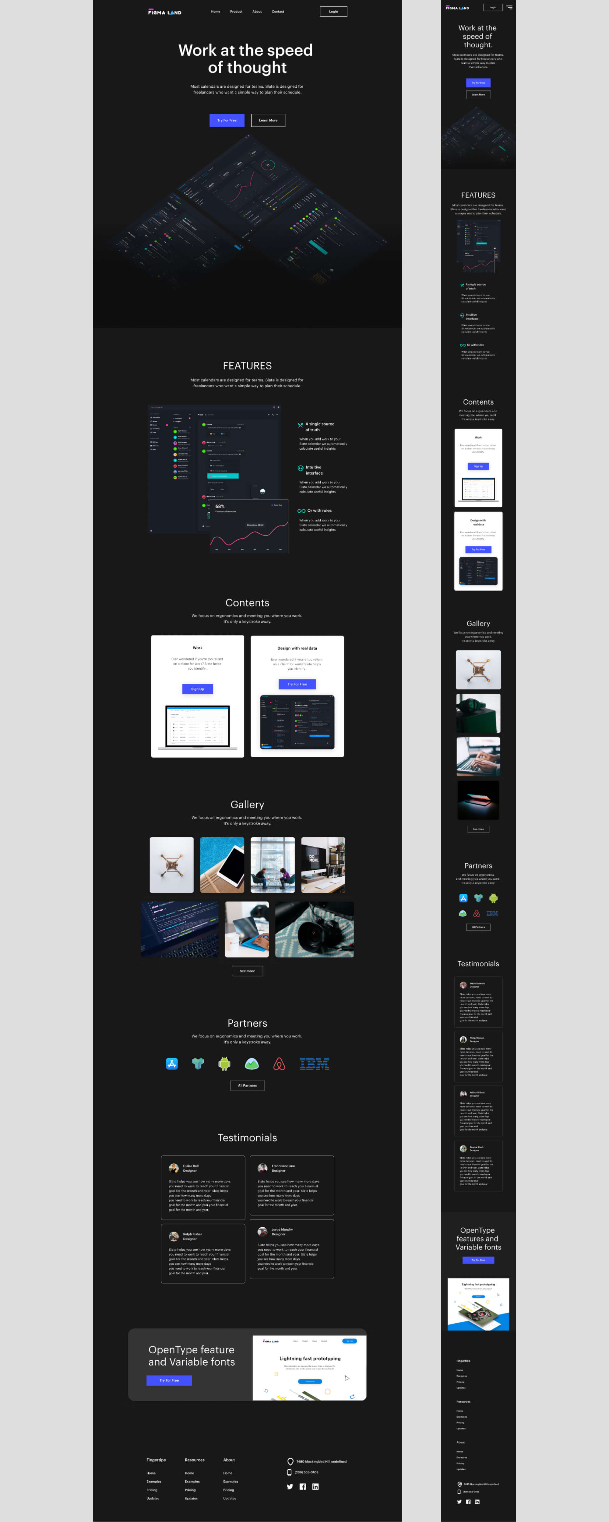 Figma startup landing page dark presentation image