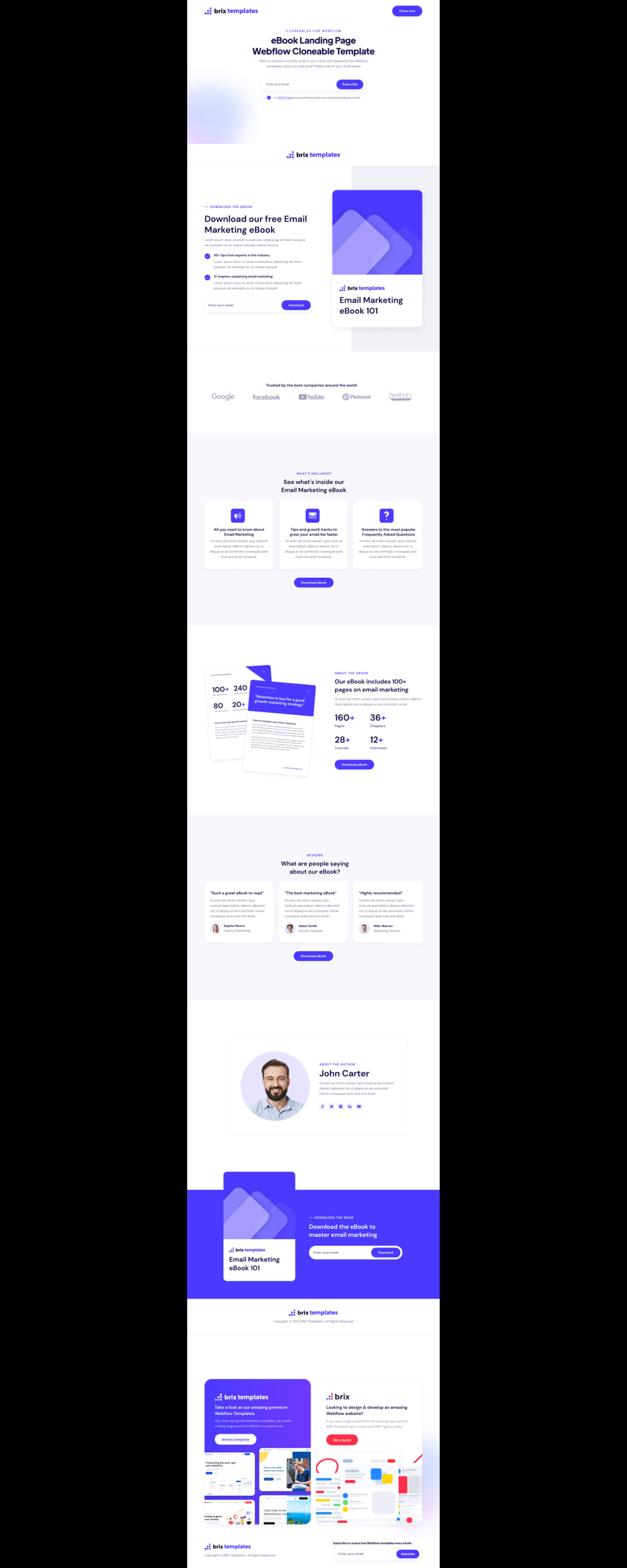 eBook Landing Page Website Template | BRIX Templates presentation image
