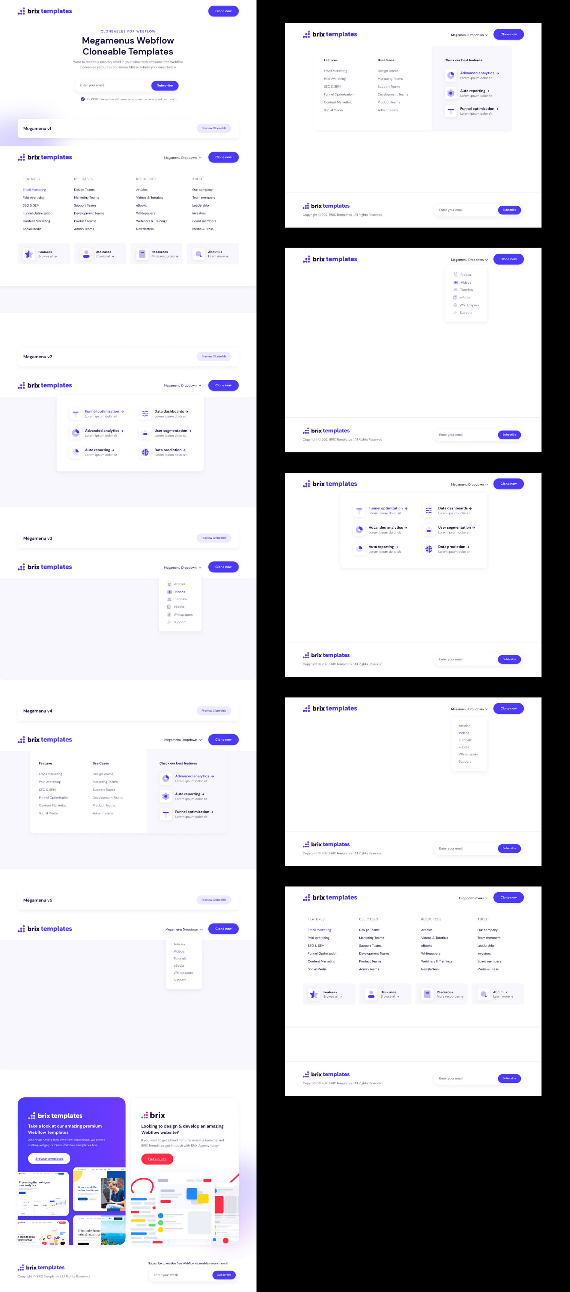 Website Dropdown Megamenus | BRIX Templates presentation image