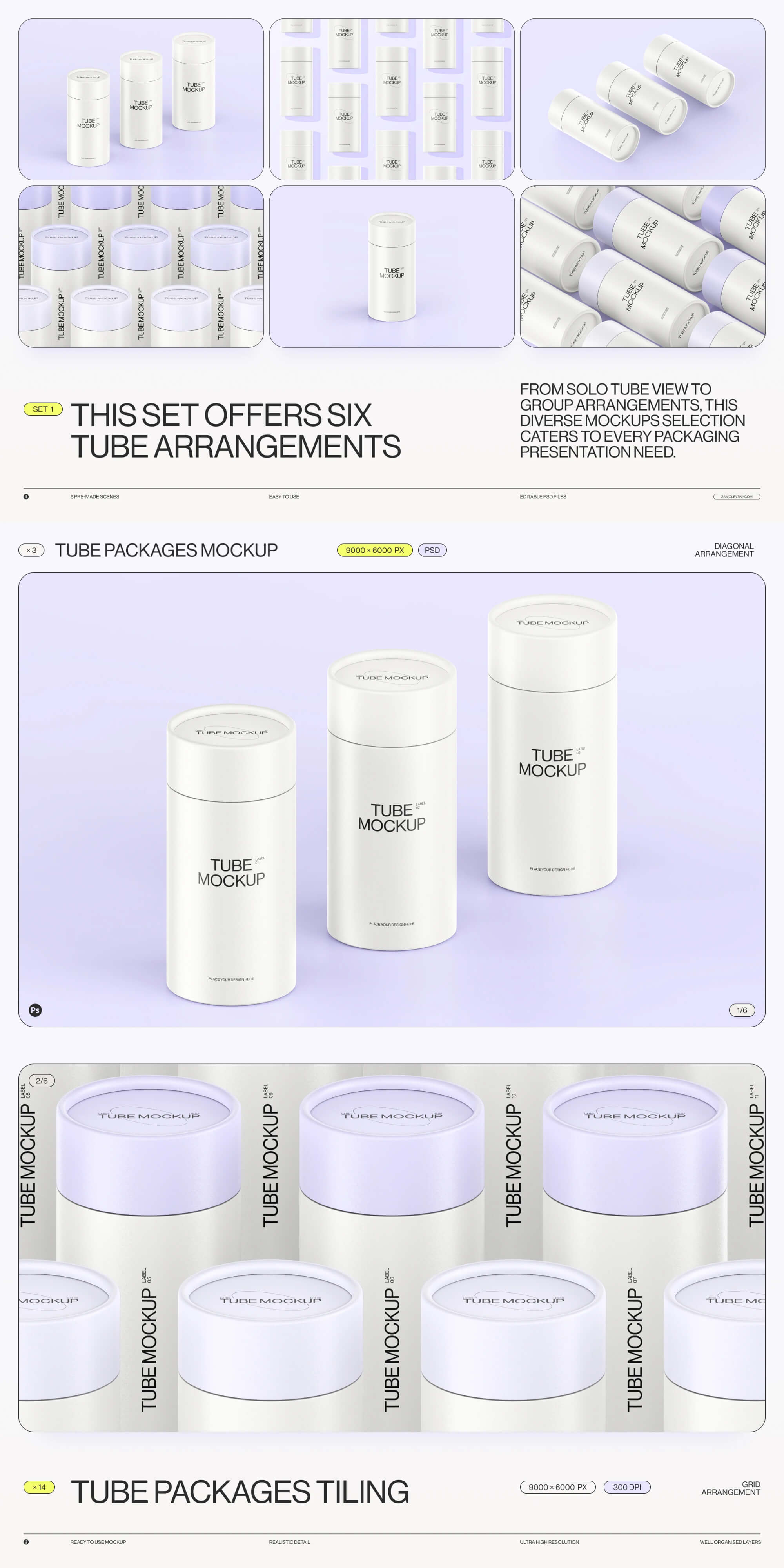 Paper tube package mockup Set 1 presentation image