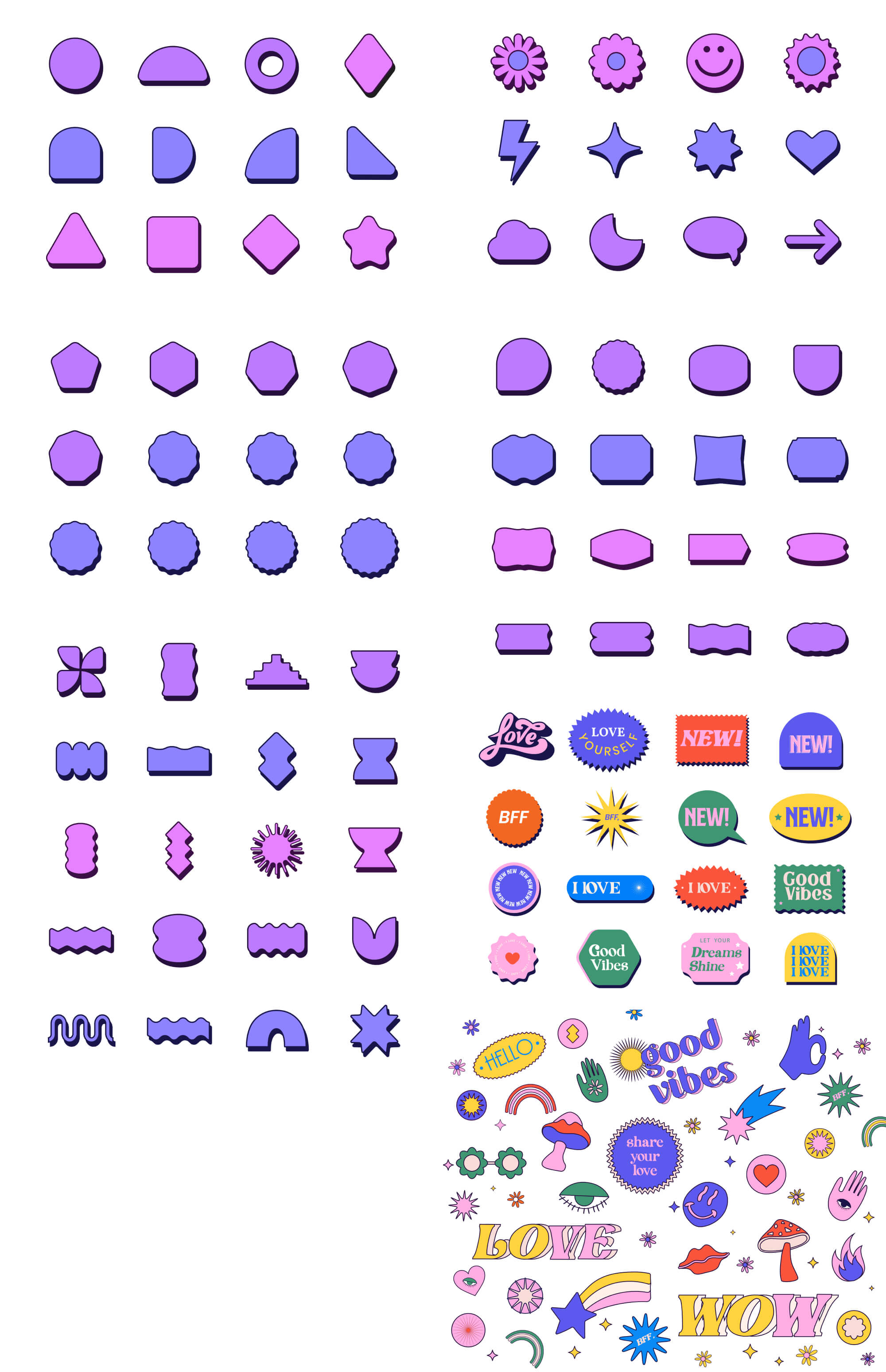 100+ Stickers & Shapes | BRIX Templates presentation image