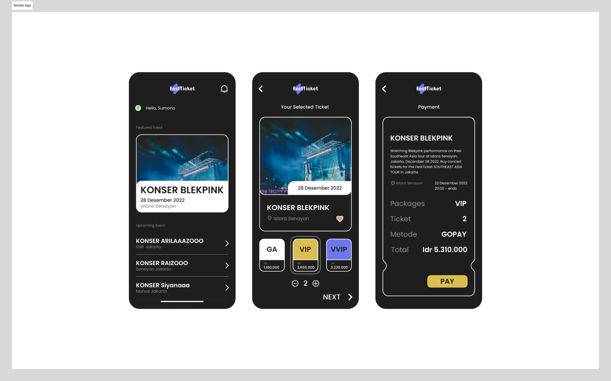 Booking Ticket Concert Mobile App presentation image