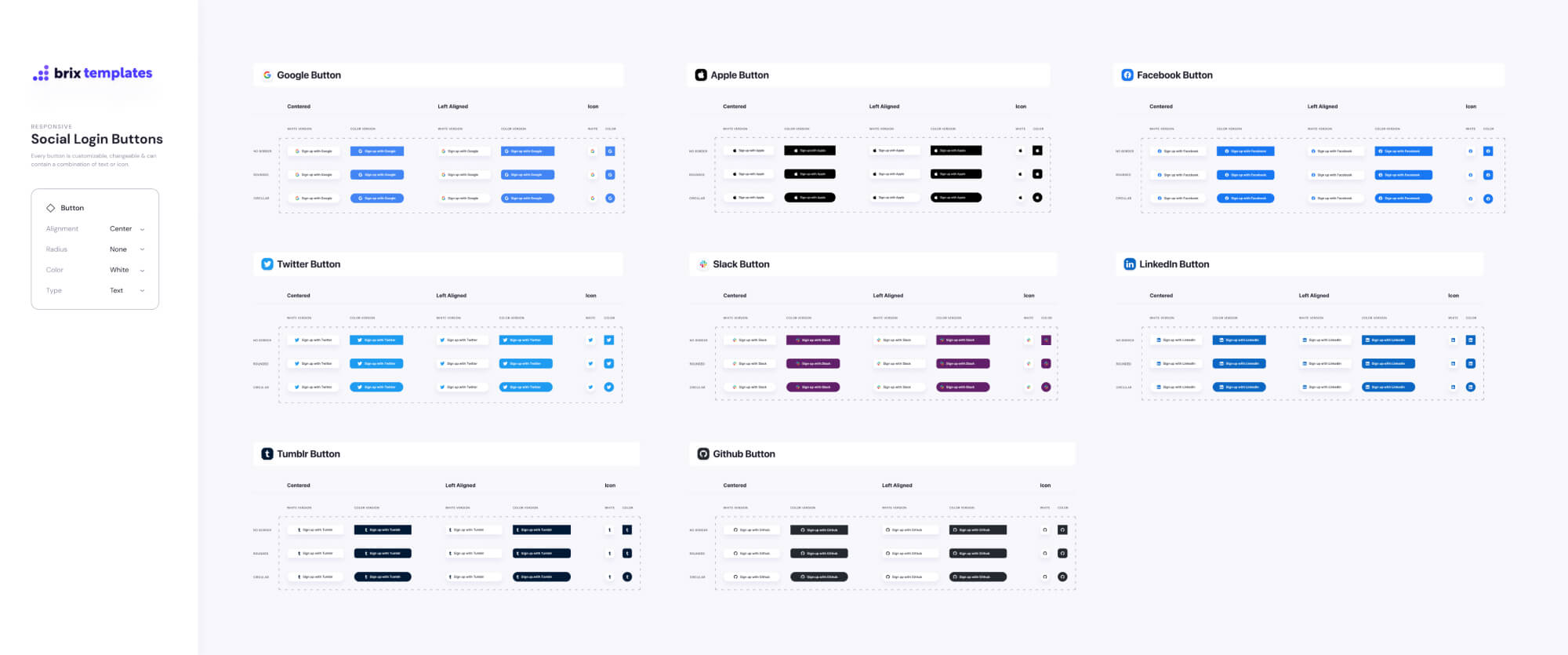 Social Media Login Buttons | BRIX Templates presentation image