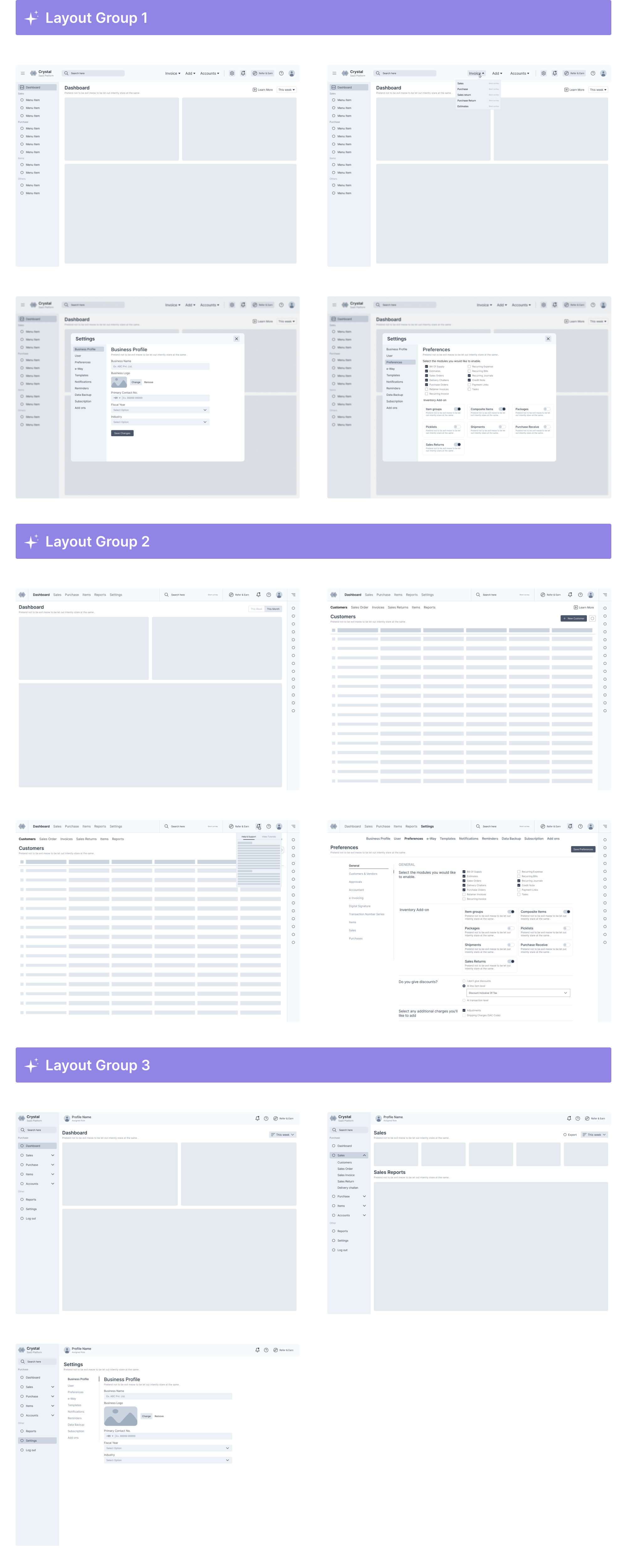 Saas Plat form Layouts - Wireframe Kit presentation image