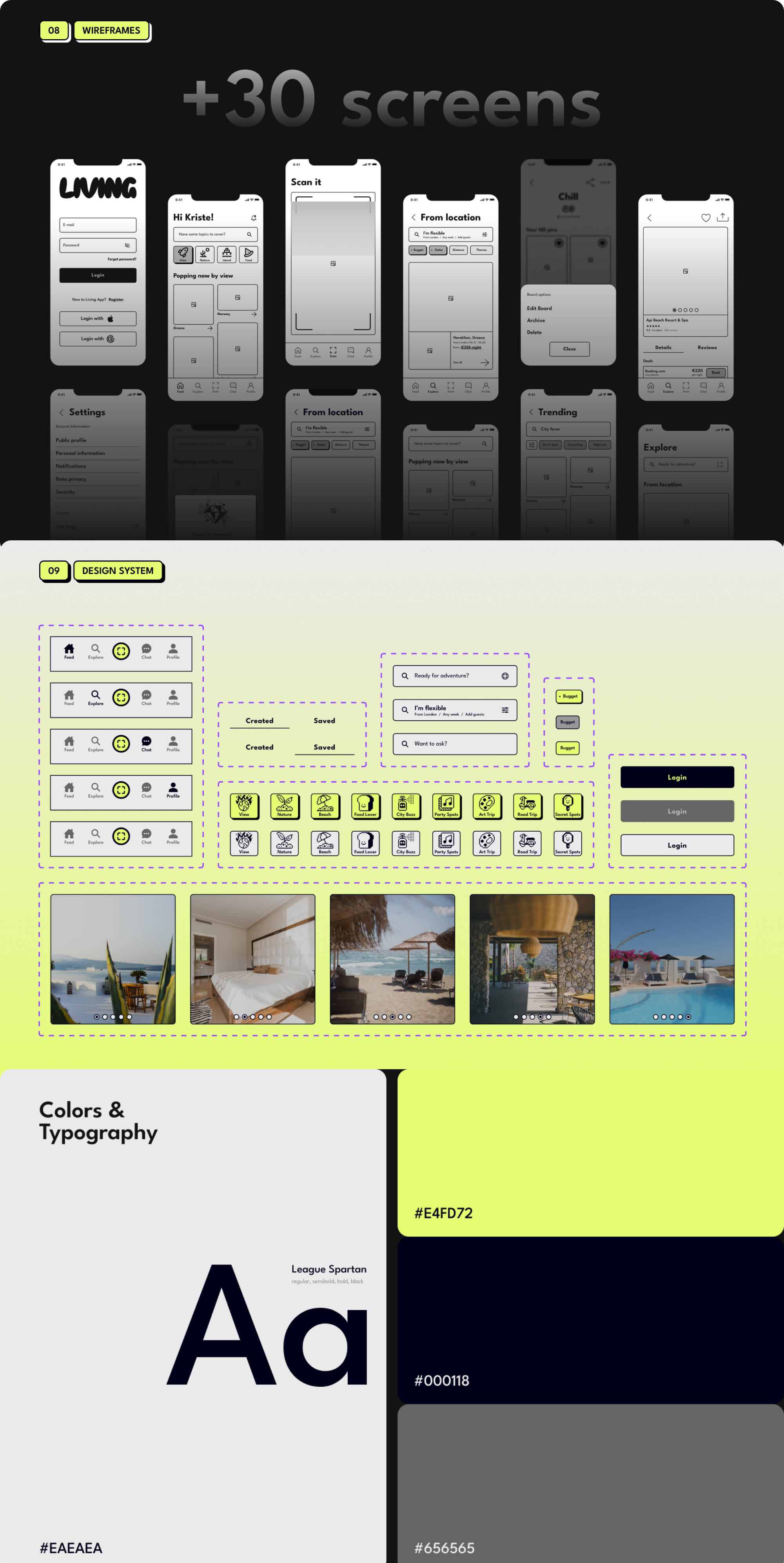 Living - Free Travel App UI Kit + Wireframes (Demo) presentation image